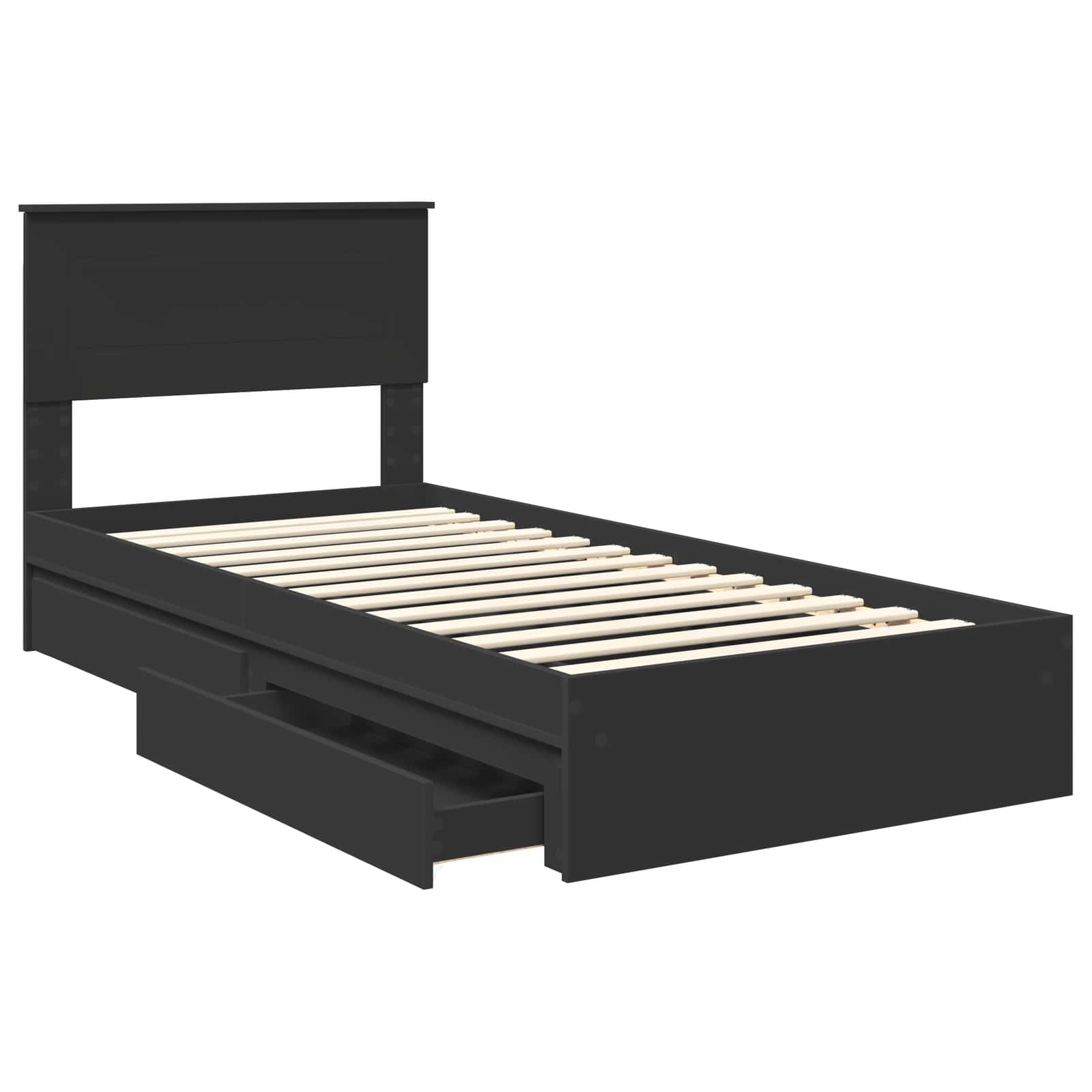 Krevet s od storage Crna 75 x 190 cm Konstruirano drvo
