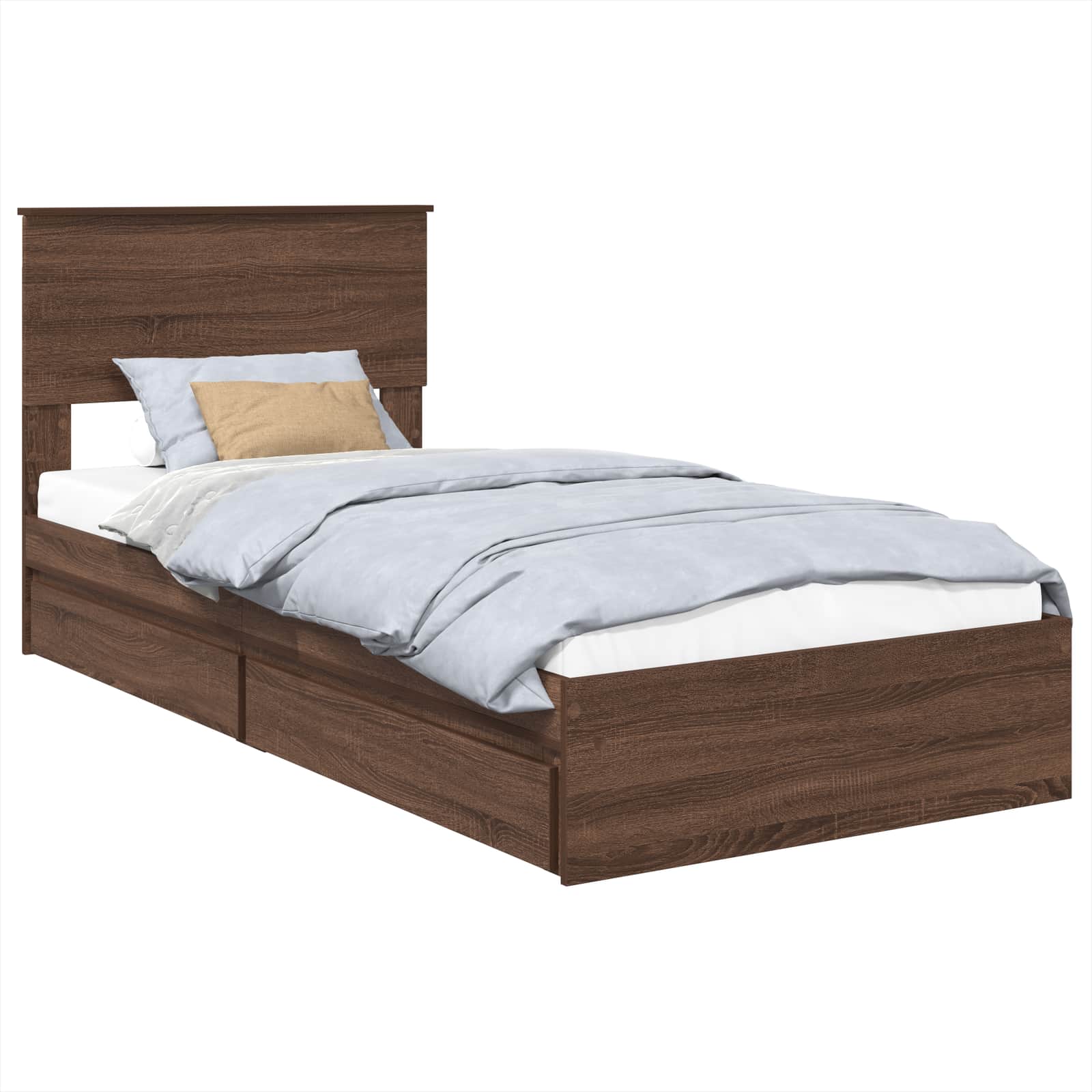 Krevet s od storage Smeđi hrast 75 x 190 cm Konstruirano drvo