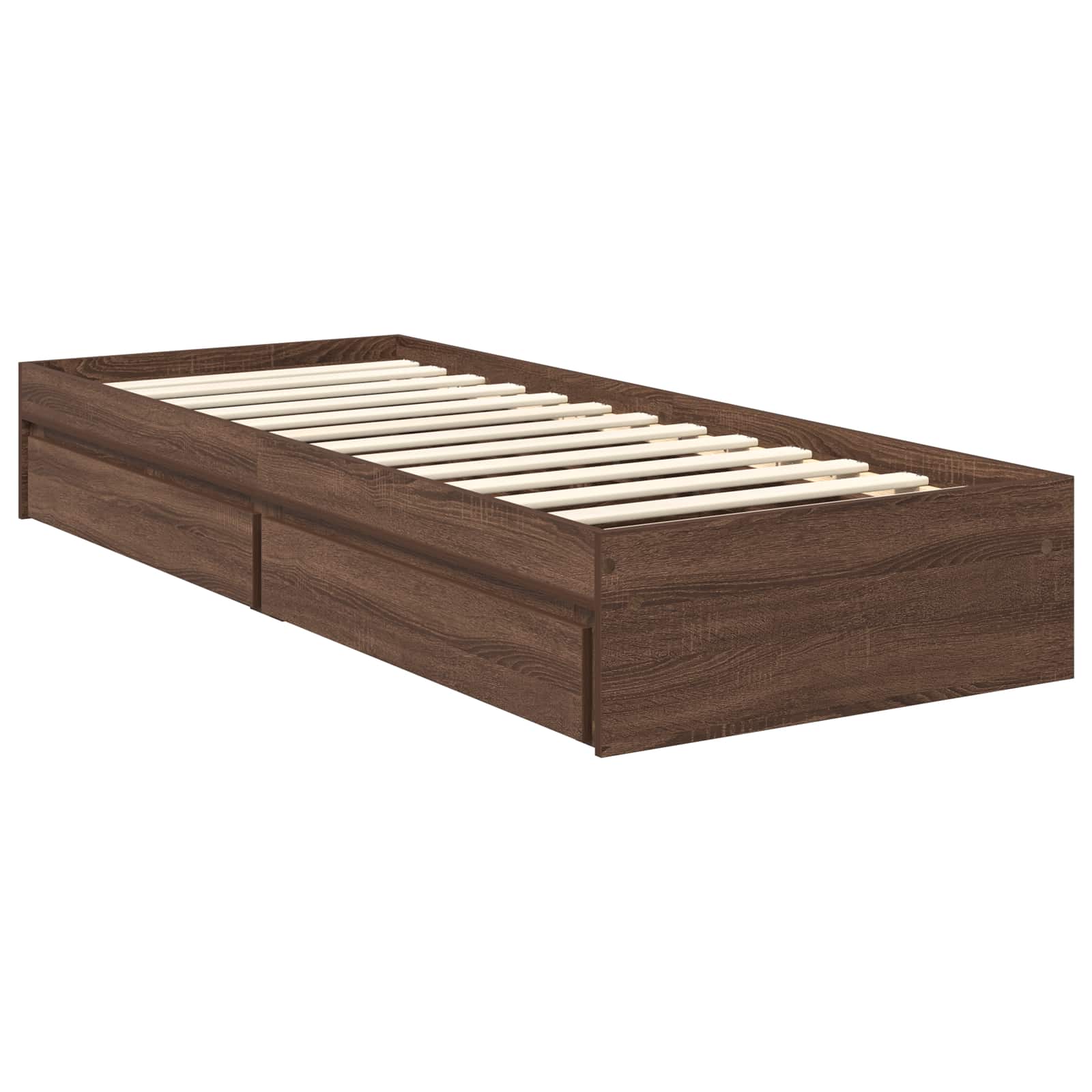 Krevet s od storage Smeđi hrast 75 x 190 cm Konstruirano drvo