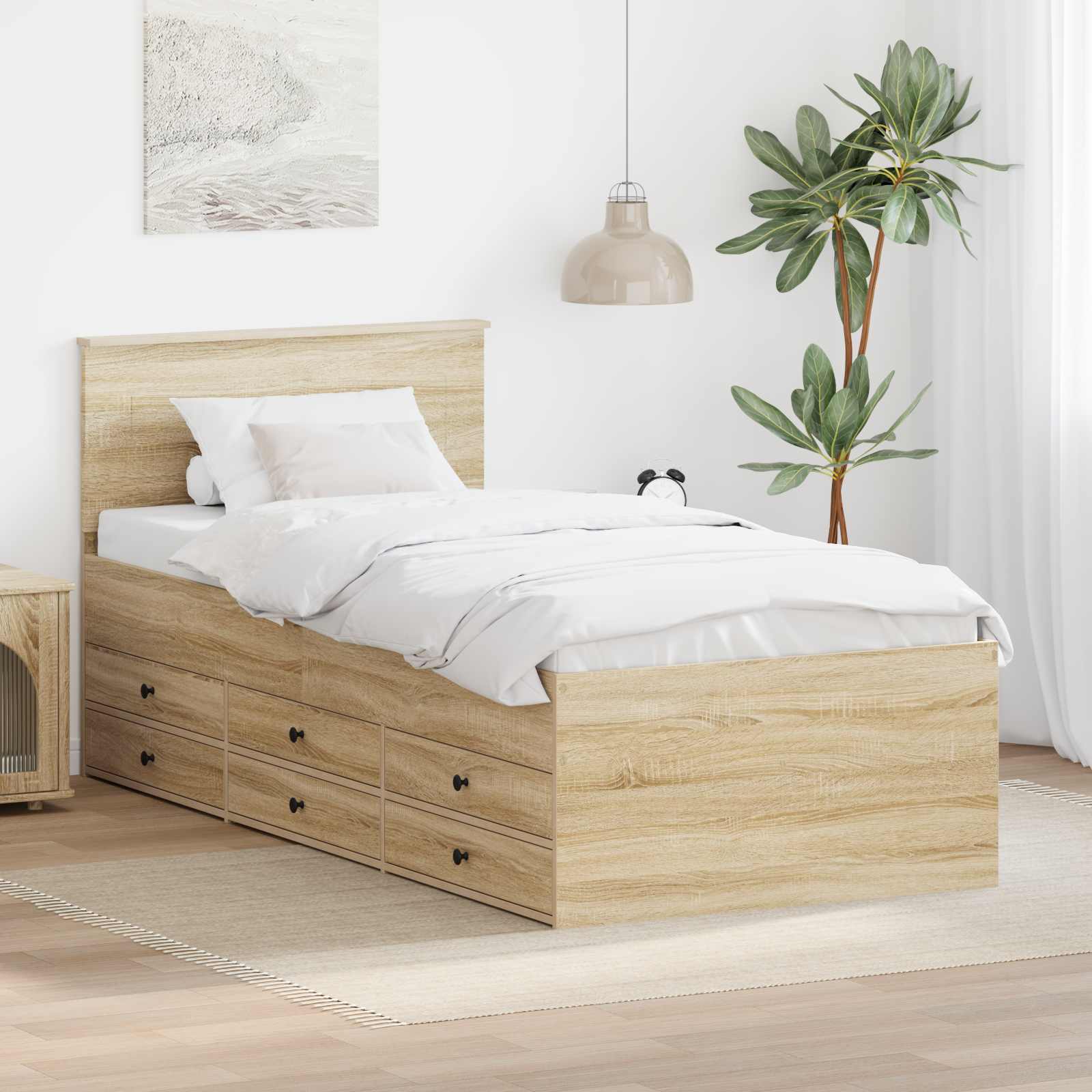 Krevet na dan s ladicama Sonoma hrast i crna 100 x 200 cm