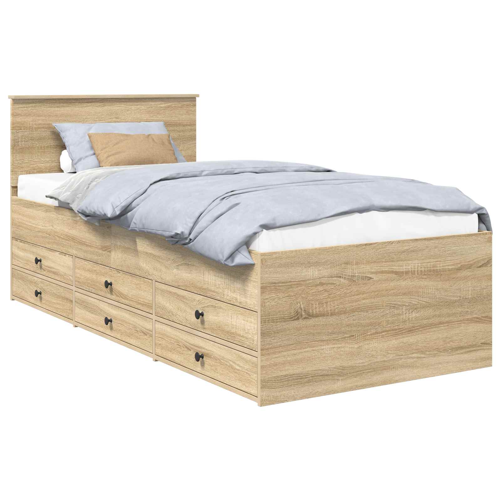 Krevet na dan s ladicama Sonoma hrast i crna 100 x 200 cm