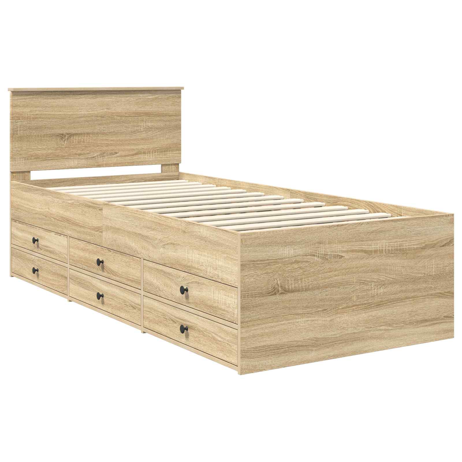 Krevet na dan s ladicama Sonoma hrast i crna 100 x 200 cm