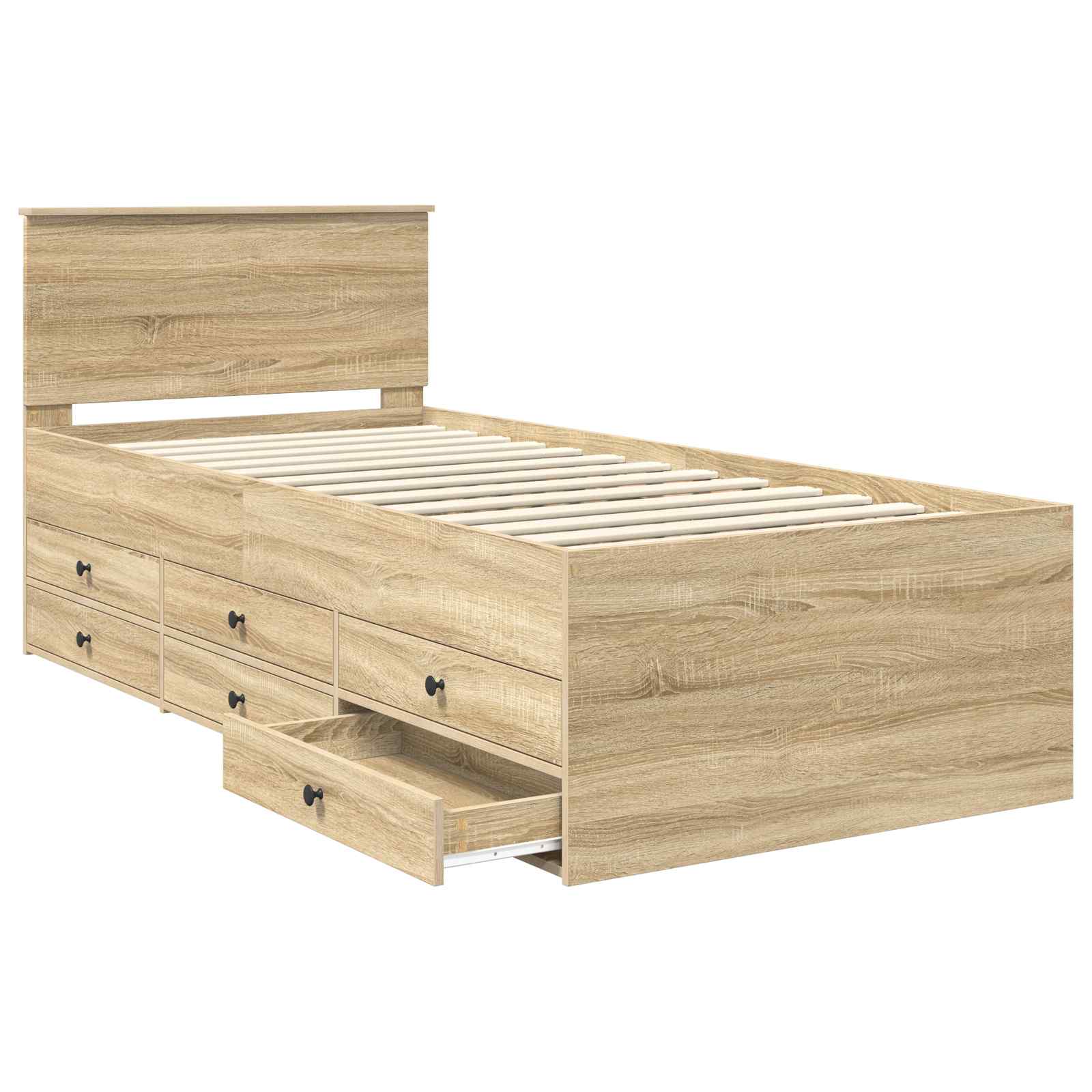 Krevet na dan s ladicama Sonoma hrast i crna 100 x 200 cm