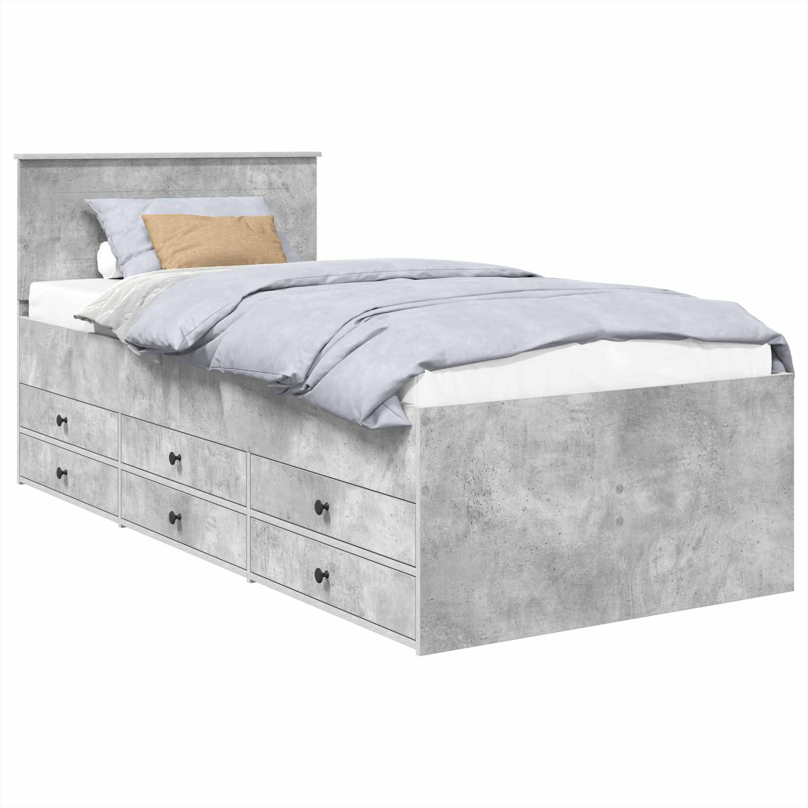 Krevet na dan Beton siva i crna 100 x 200 cm Konstruirano drvo