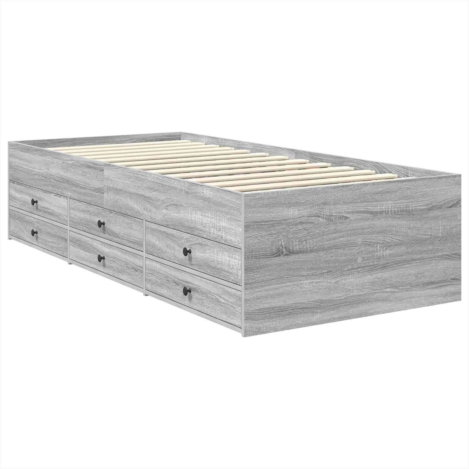 Krevet na dan Siva Sonoma i crna 100 x 200 cm Konstruirano drvo