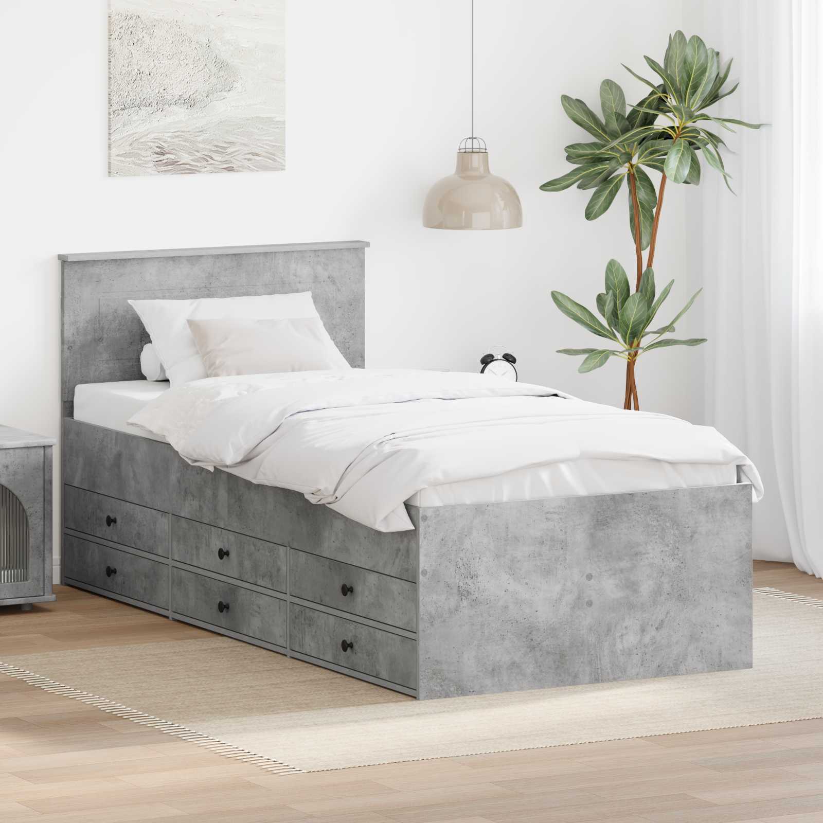 Krevet na dan Beton siva i crna 90 x 190 cm Konstruirano drvo