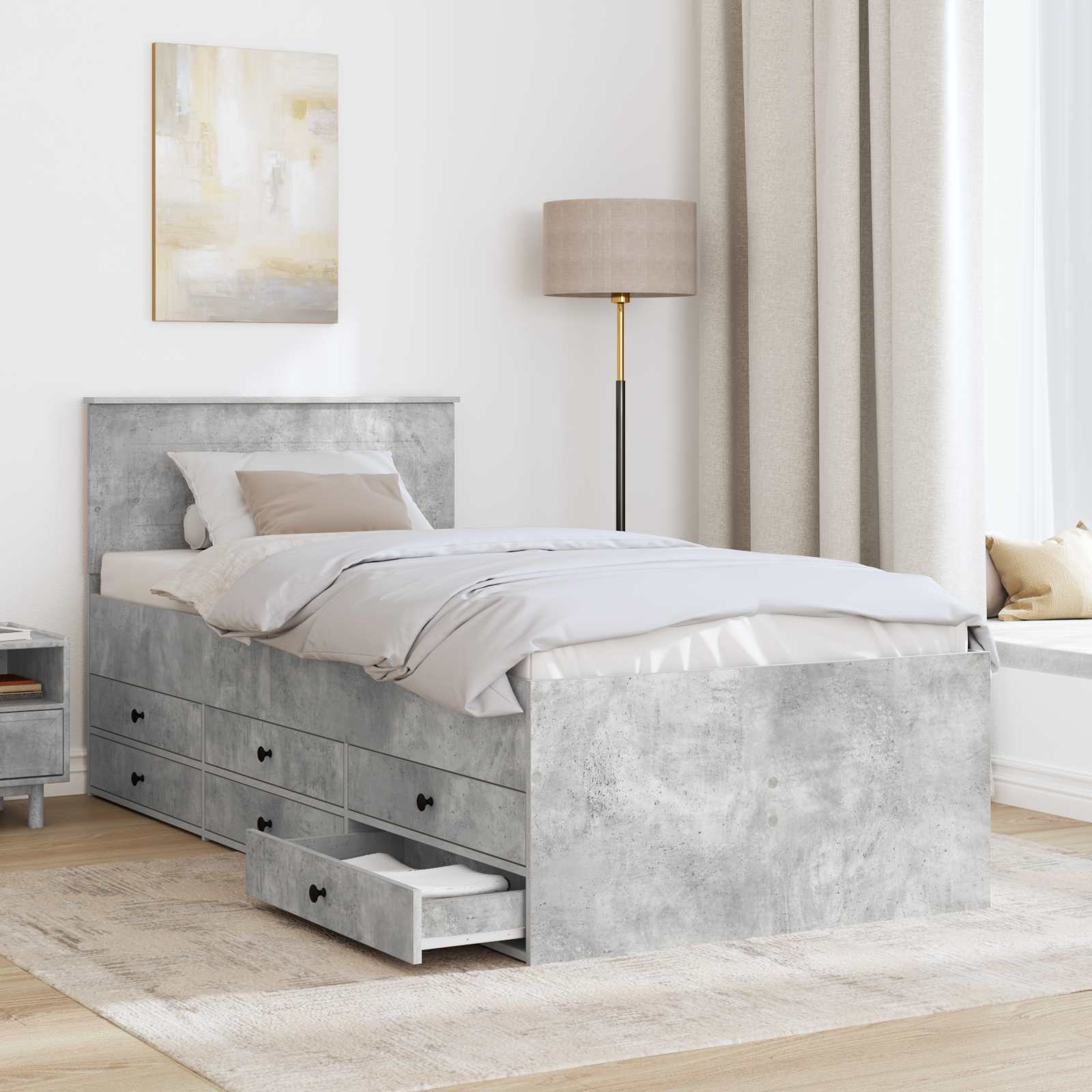 Krevet na dan Beton siva i crna 90 x 190 cm Konstruirano drvo