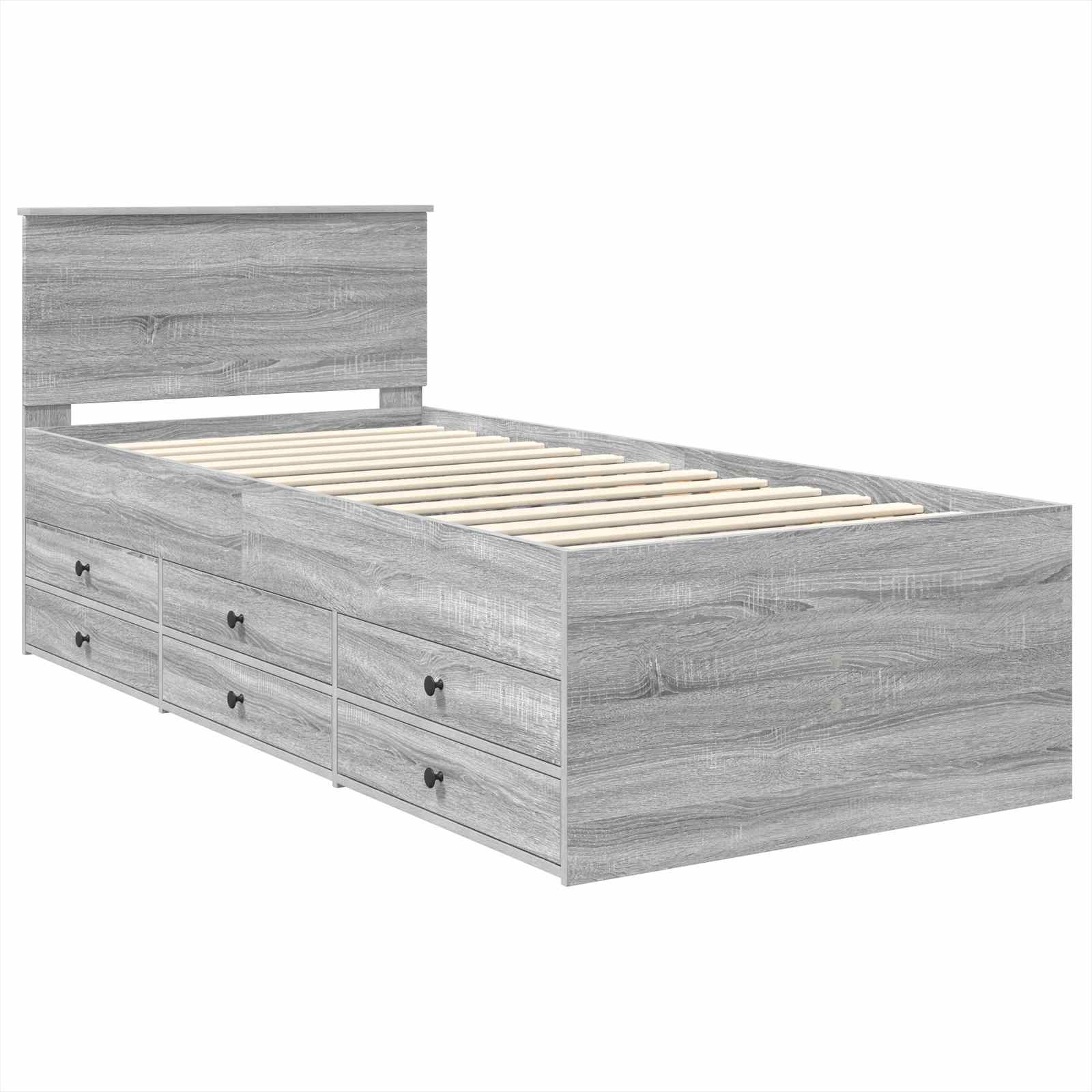 Krevet na dan Siva Sonoma i crna 75 x 190 cm Konstruirano drvo