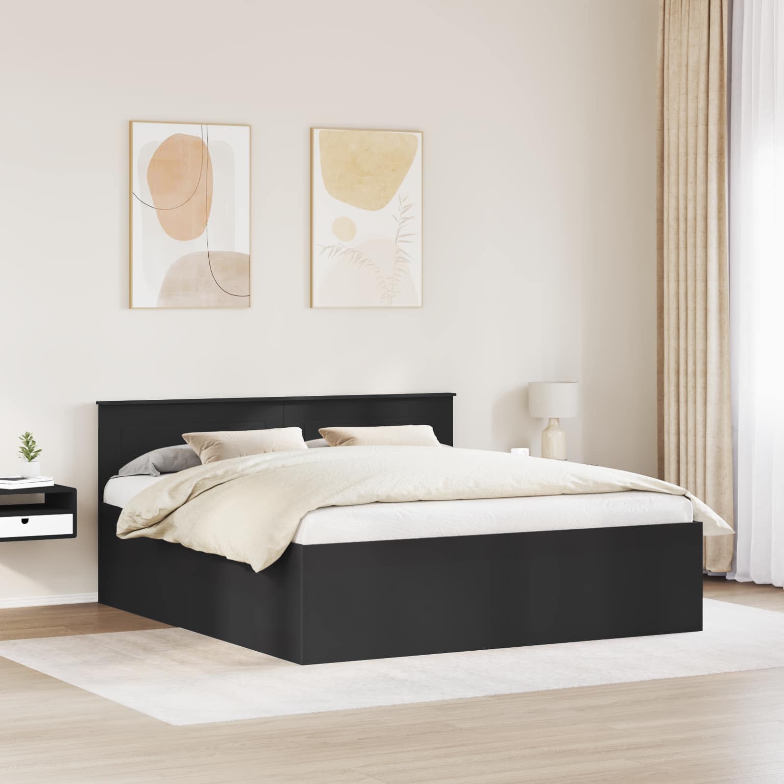 Krevetna konstrukcija Crna 200 x 200 cm Konstruirano drvo