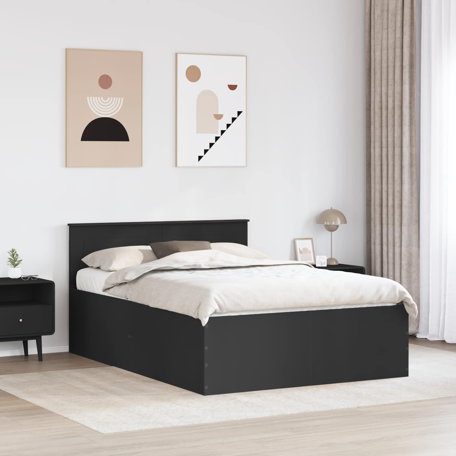 Krevetna konstrukcija Crna 160 x 200 cm Konstruirano drvo