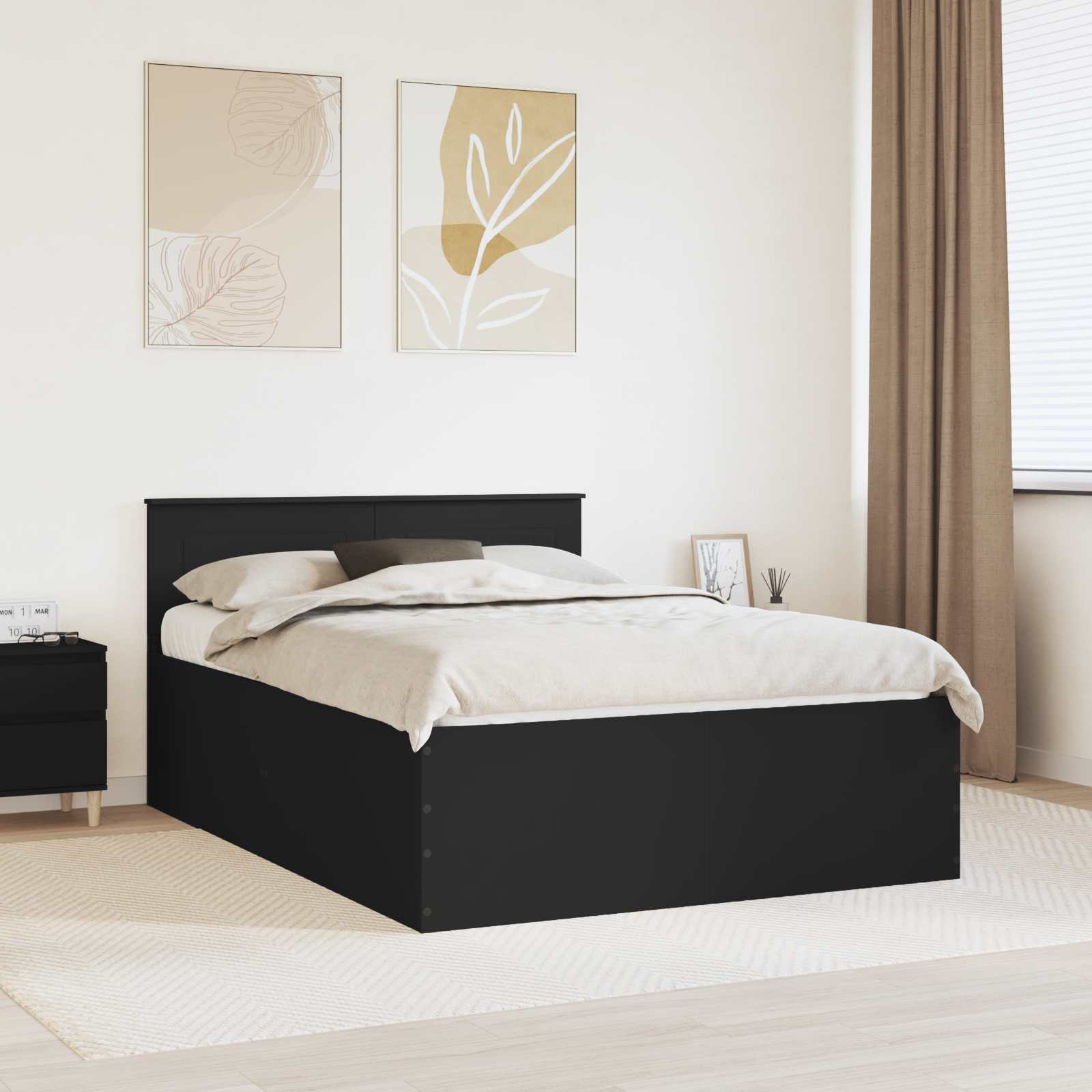 Krevetna konstrukcija Crna 140 x 200 cm Konstruirano drvo
