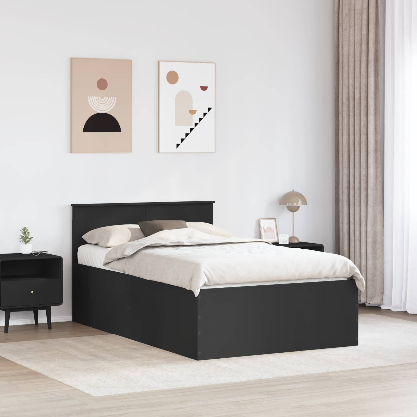 Krevetna konstrukcija Crna 135 x 190 cm Konstruirano drvo