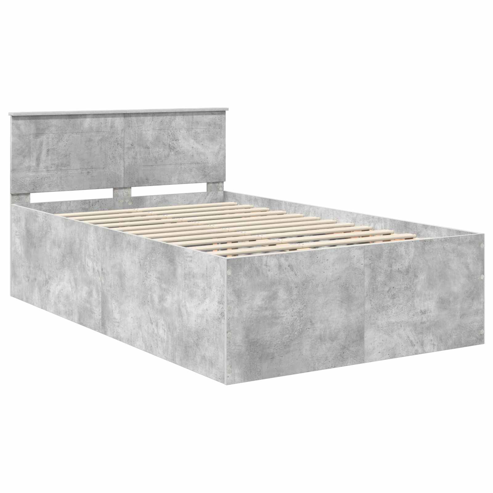 Krevetna konstrukcija s uzglavljem Betonski sivi 135 x 190 cm