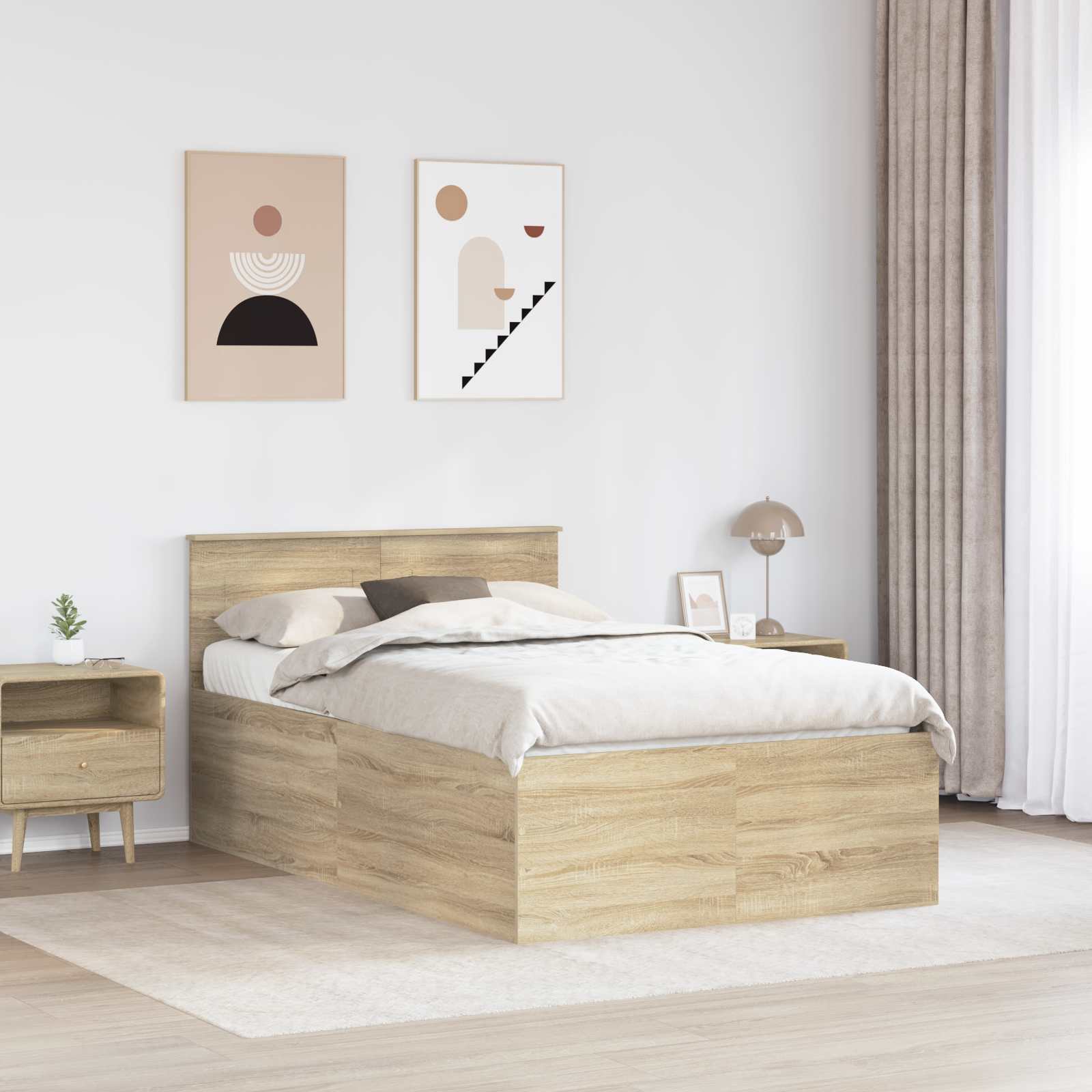 Krevetna konstrukcija s uzglavljem Sonoma hrast 120 x 200 cm