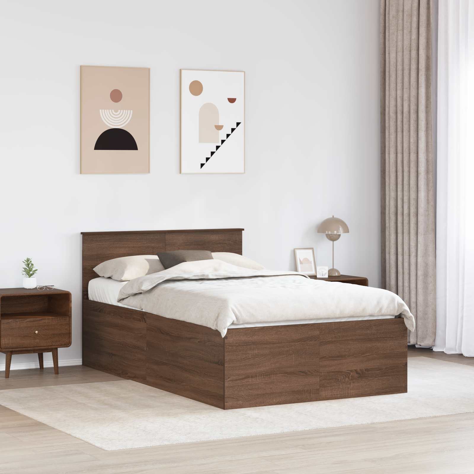 Krevetna konstrukcija s uzglavljem Smeđi hrast 120 x 200 cm