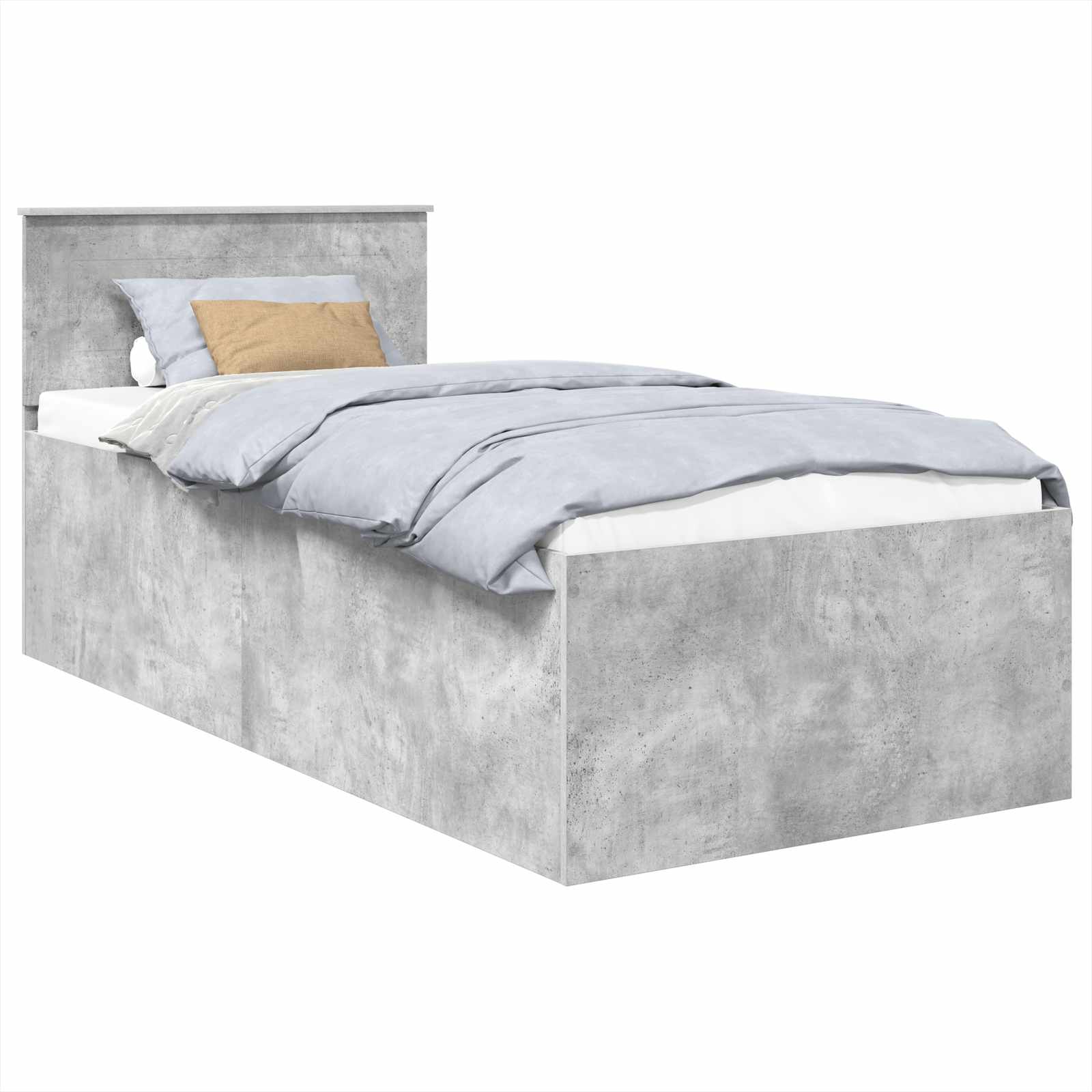 Krevetna konstrukcija s uzglavljem Betonski sivi 90 x 190 cm