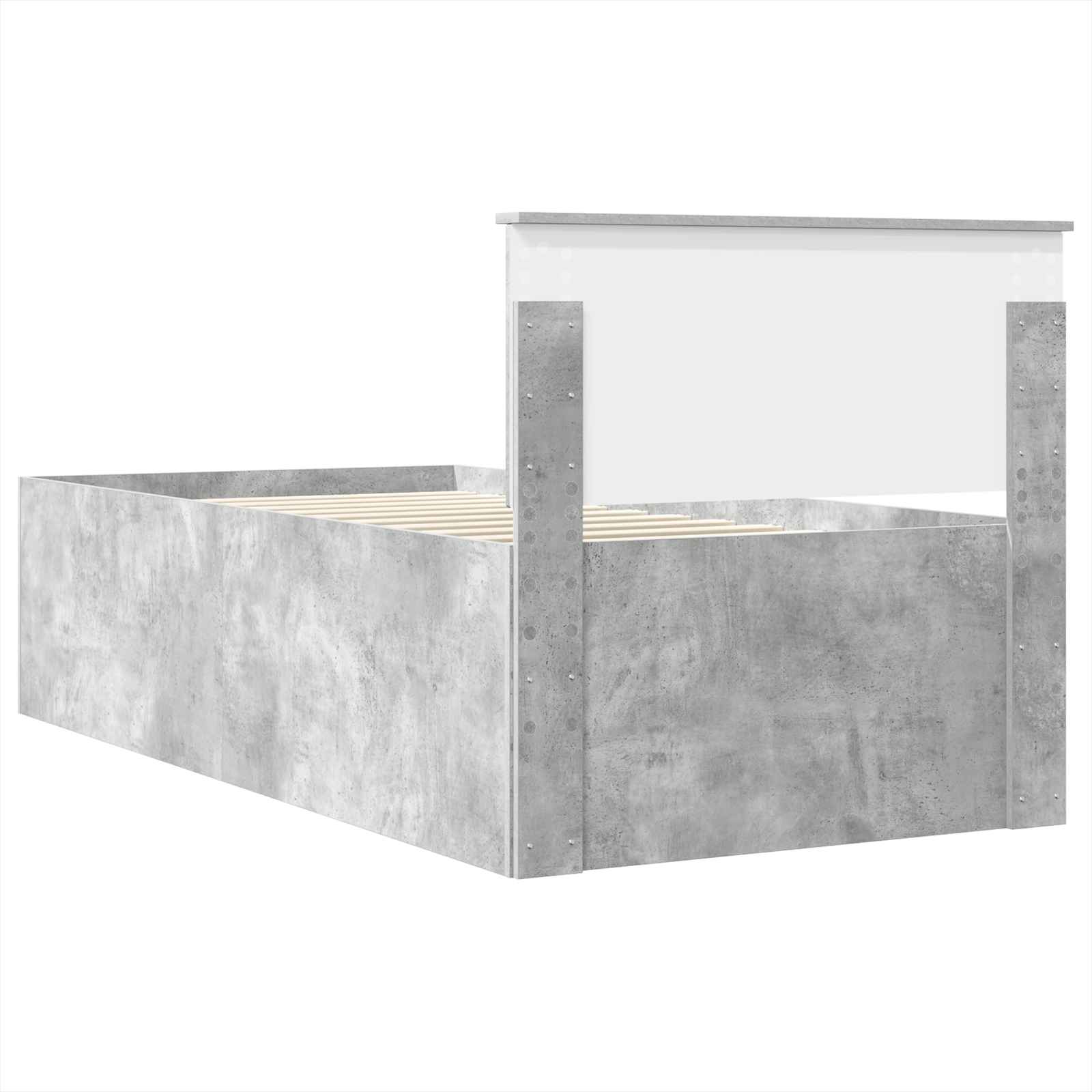 Krevetna konstrukcija s uzglavljem Betonski sivi 75 x 190 cm