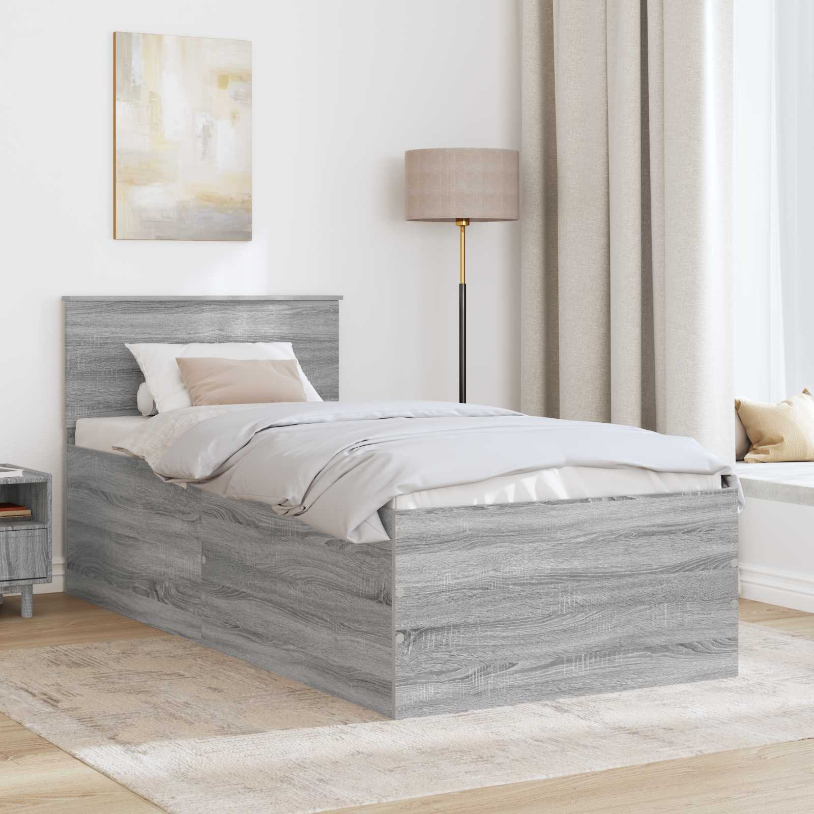 Krevetna konstrukcija Siva Sonoma 75 x 190 cm Konstruirano drvo