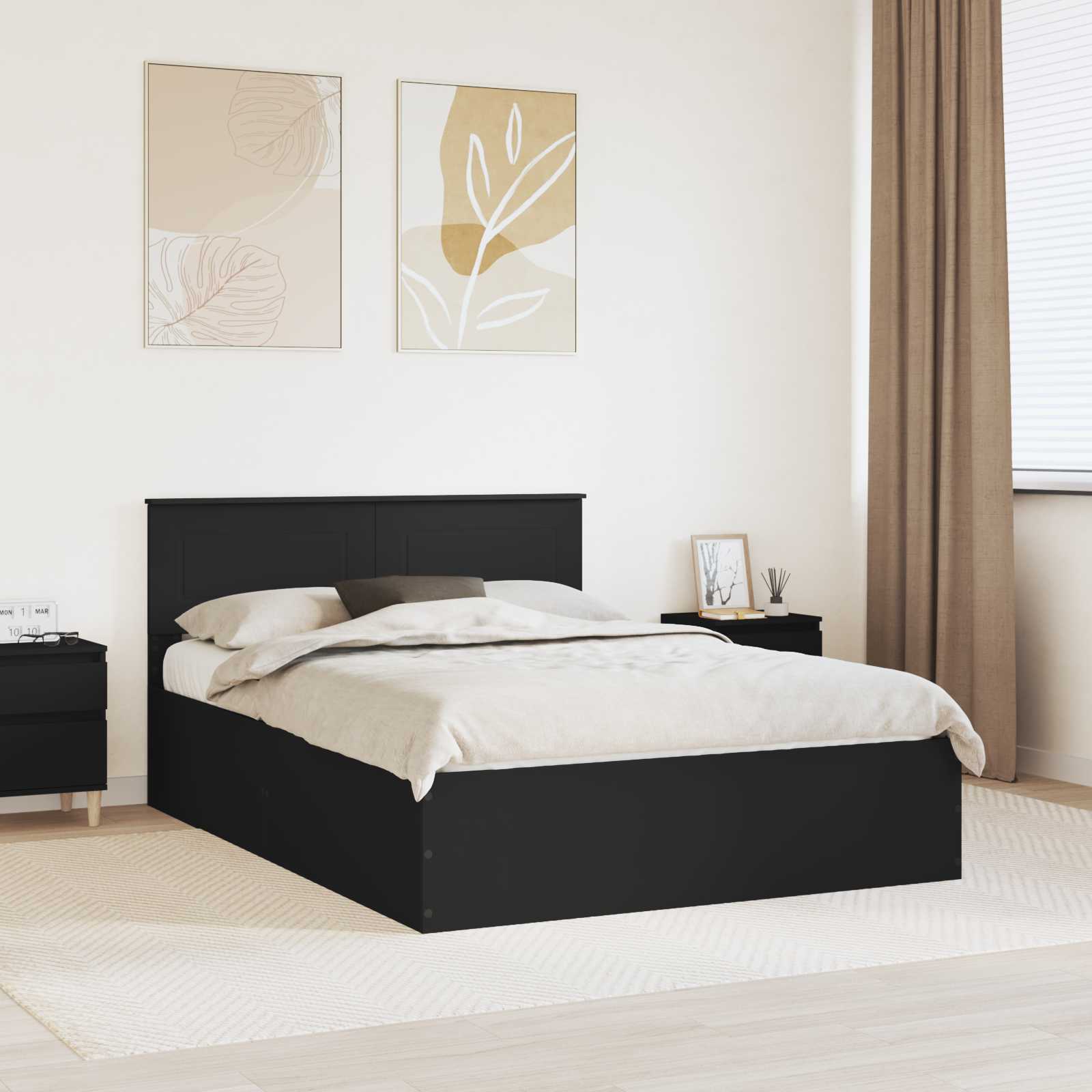 Krevetna konstrukcija Crna 150 x 200 cm Konstruirano drvo