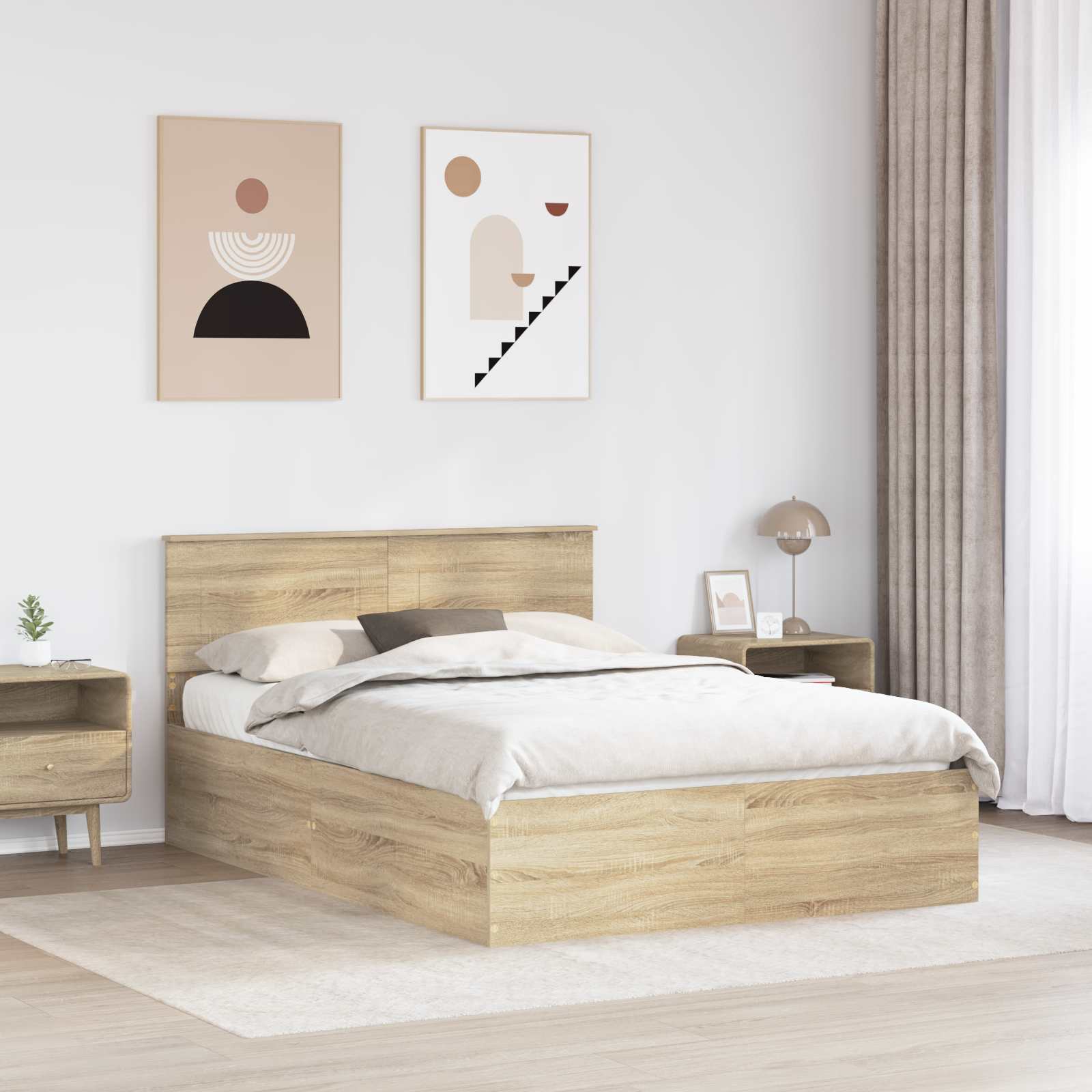 Krevetna konstrukcija s uzglavljem Sonoma hrast 150 x 200 cm