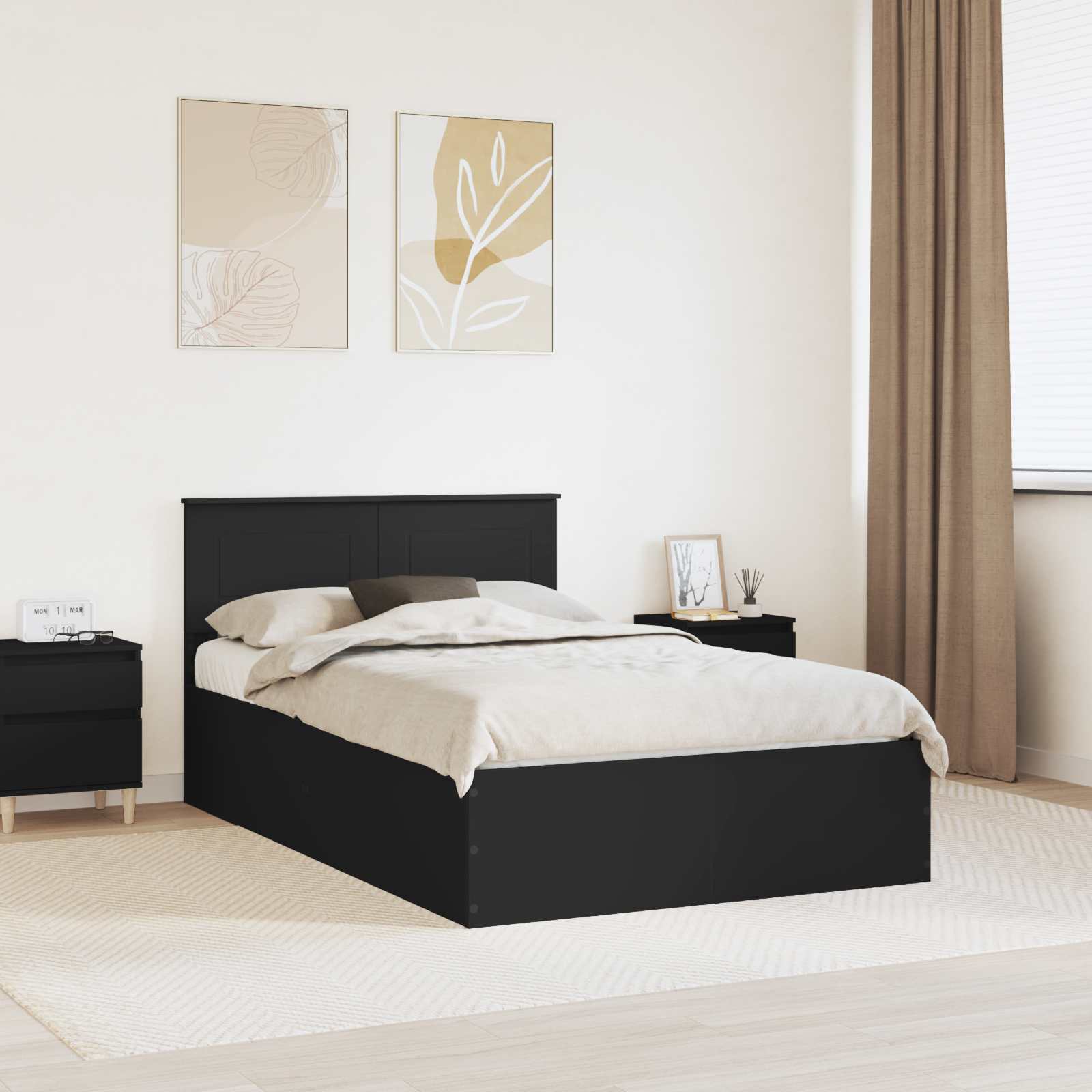 Krevetna konstrukcija Crna 135 x 190 cm Konstruirano drvo