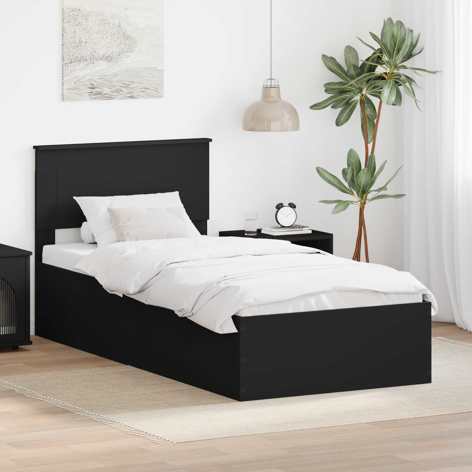 Krevetna konstrukcija Crna 100 x 200 cm Konstruirano drvo