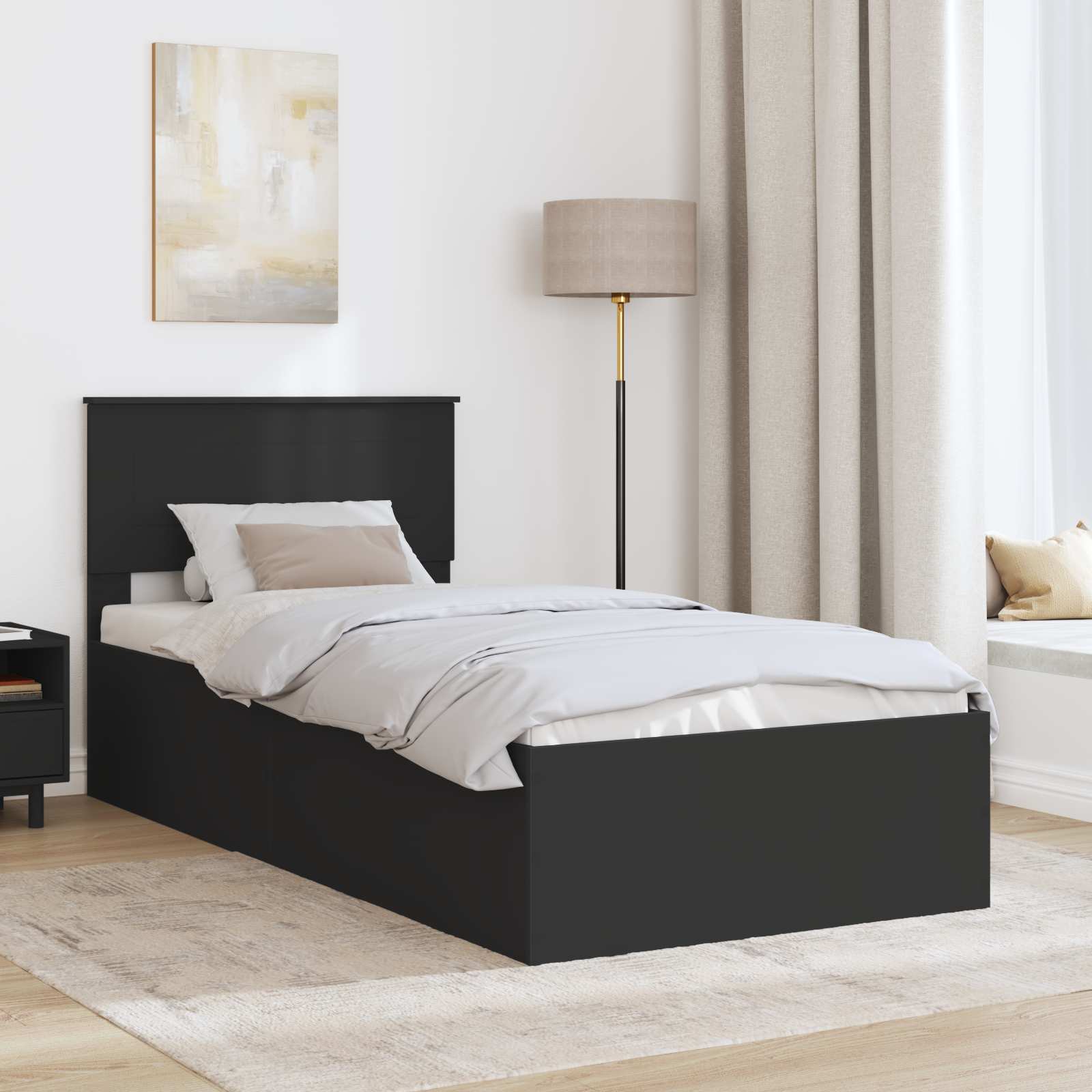 Krevetna konstrukcija Crna 100 x 200 cm Konstruirano drvo