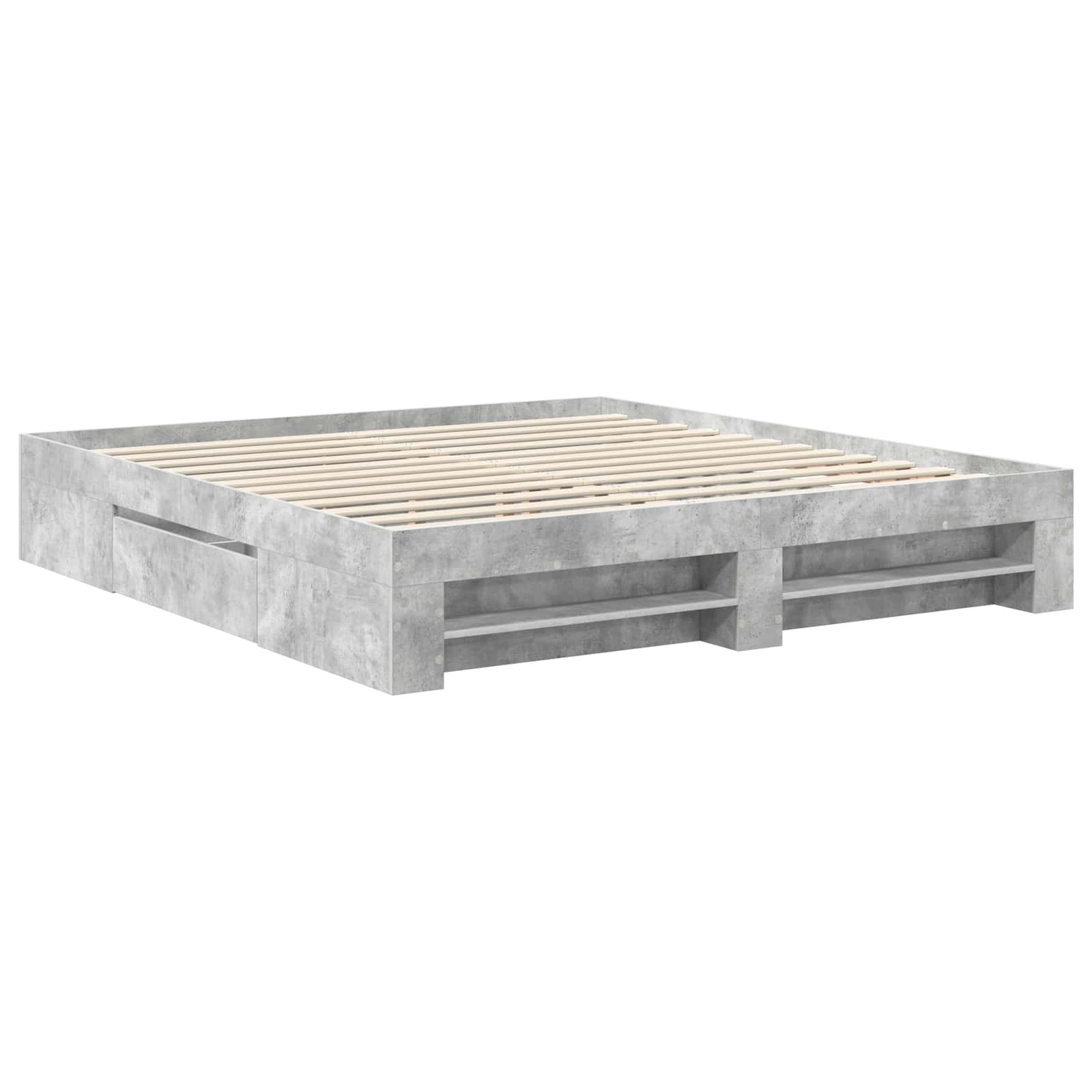 Krevetna konstrukcija s uzglavljem Betonski sivi 200 x 200 cm