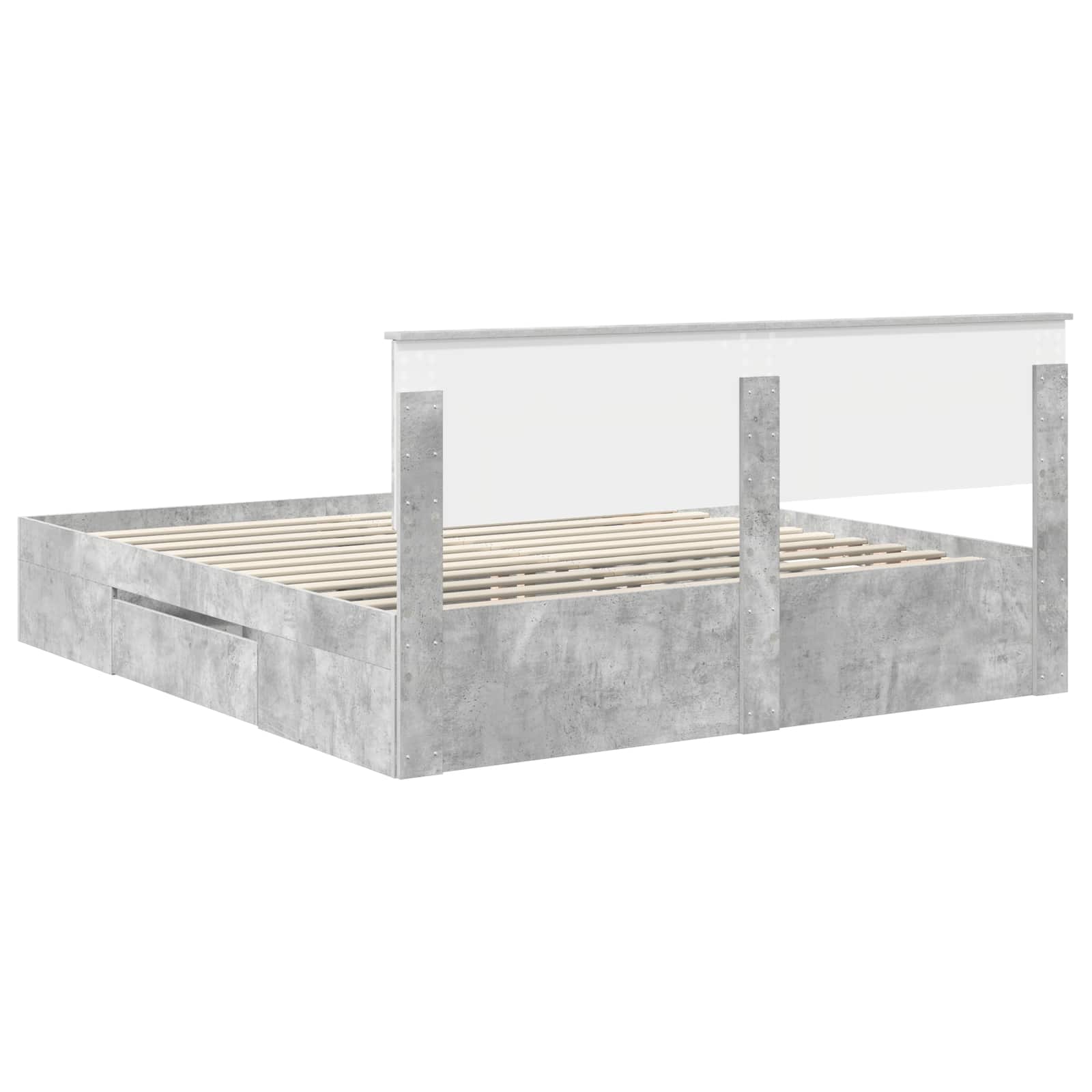 Krevetna konstrukcija s uzglavljem Betonski sivi 200 x 200 cm
