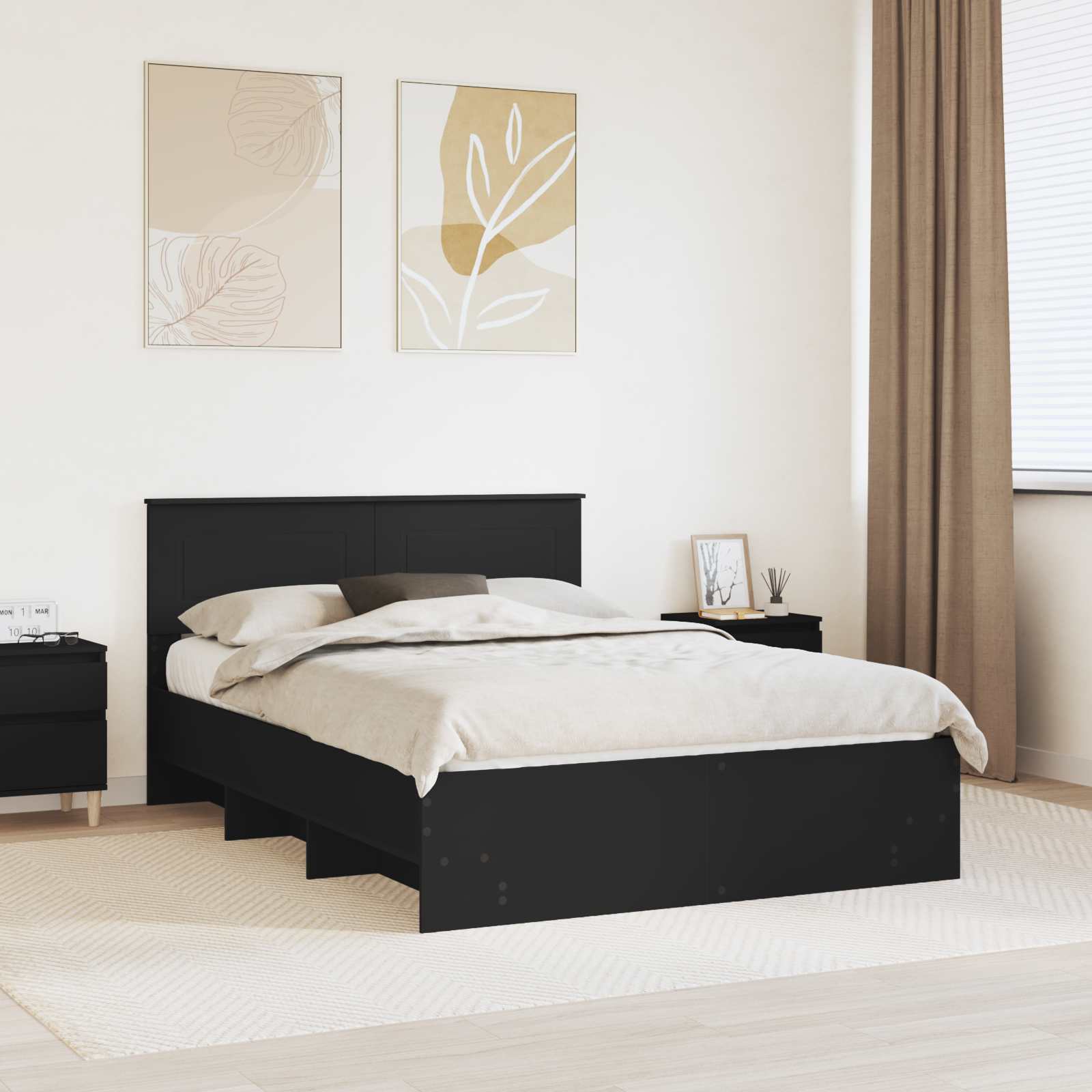 Krevetna konstrukcija Crna 160 x 200 cm Konstruirano drvo
