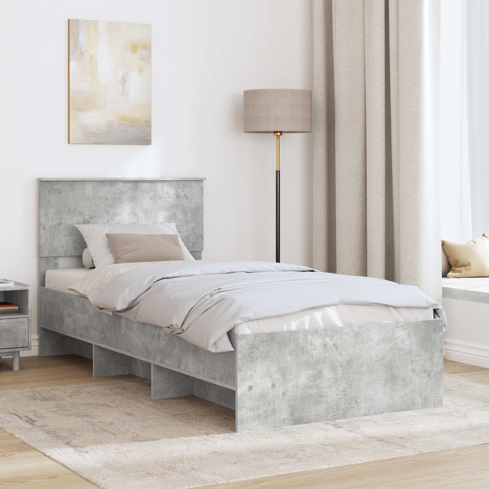 Krevetna konstrukcija s uzglavljem Betonski sivi 80 x 200 cm