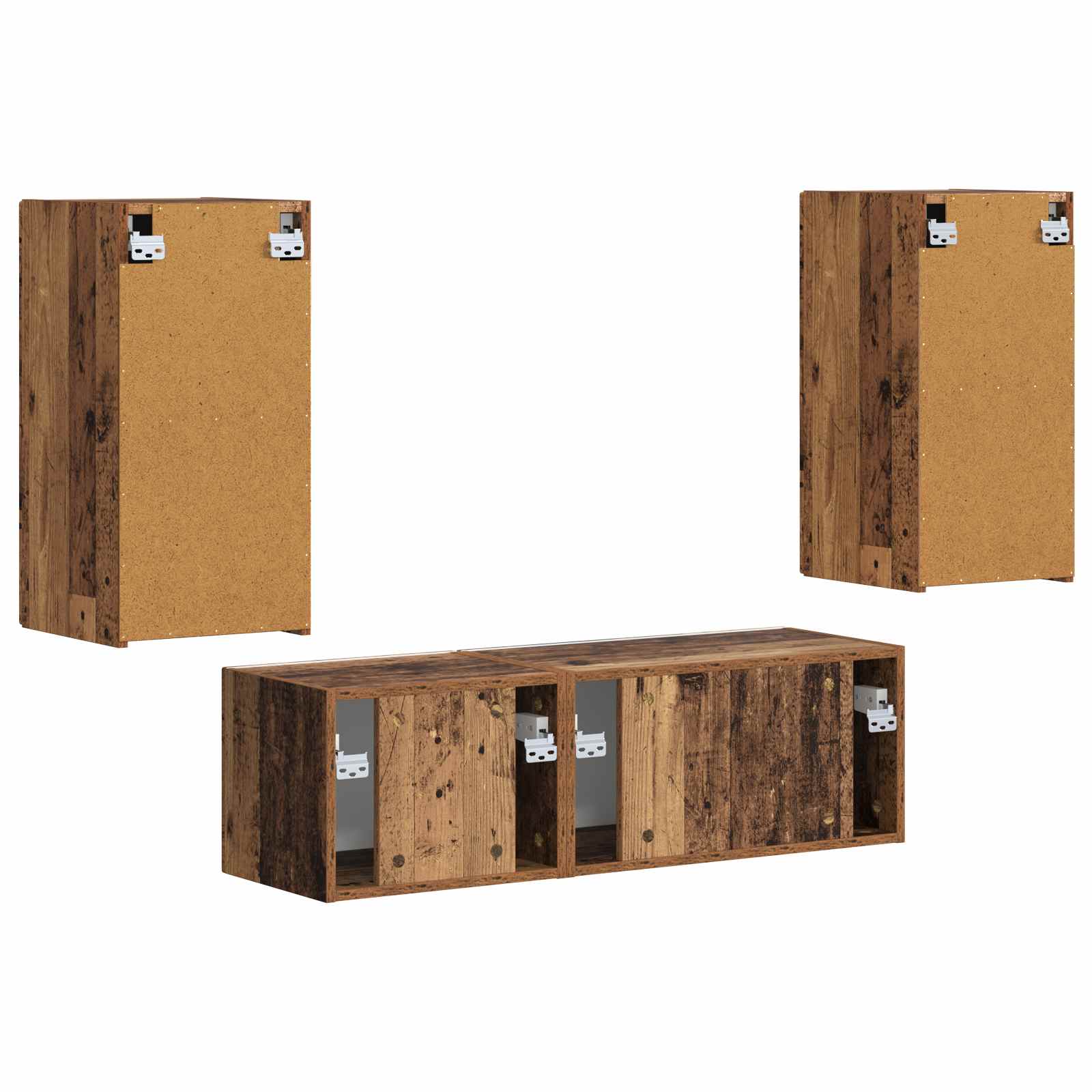 Set zidnog ormarića za TV 4 pcs Staro drvo Konstruirano drvo