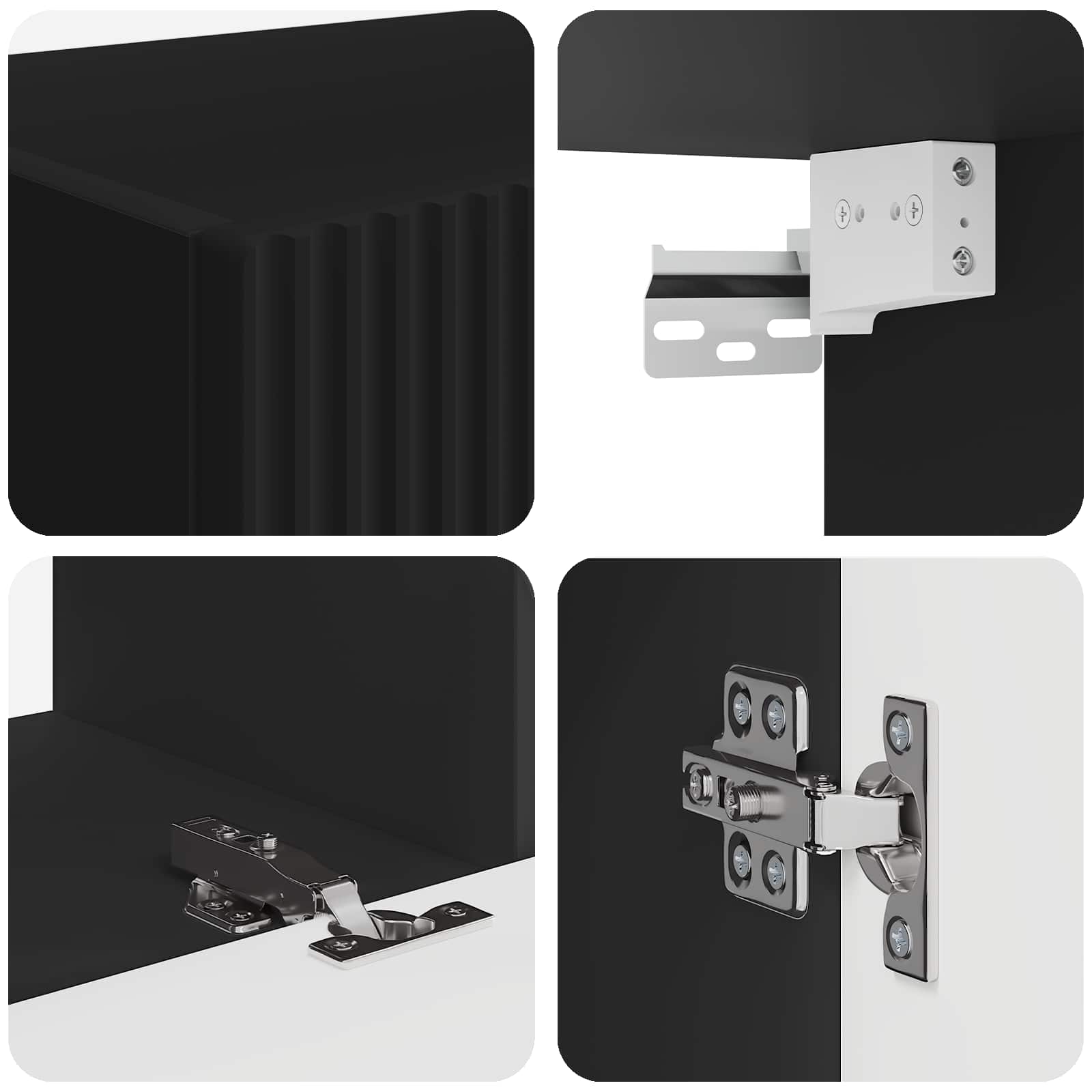 Set zidnog ormarića za TV Zidne 4 pcs Crna Konstruirano drvo