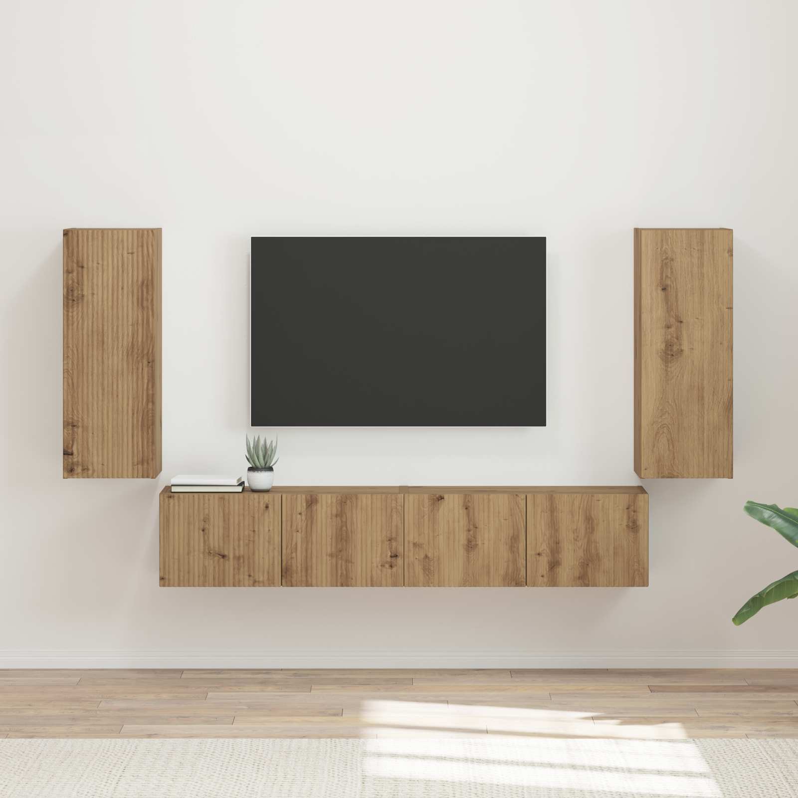 Set zidnog ormarića za TV Zidne 4 pcs Umjetnički hrast
