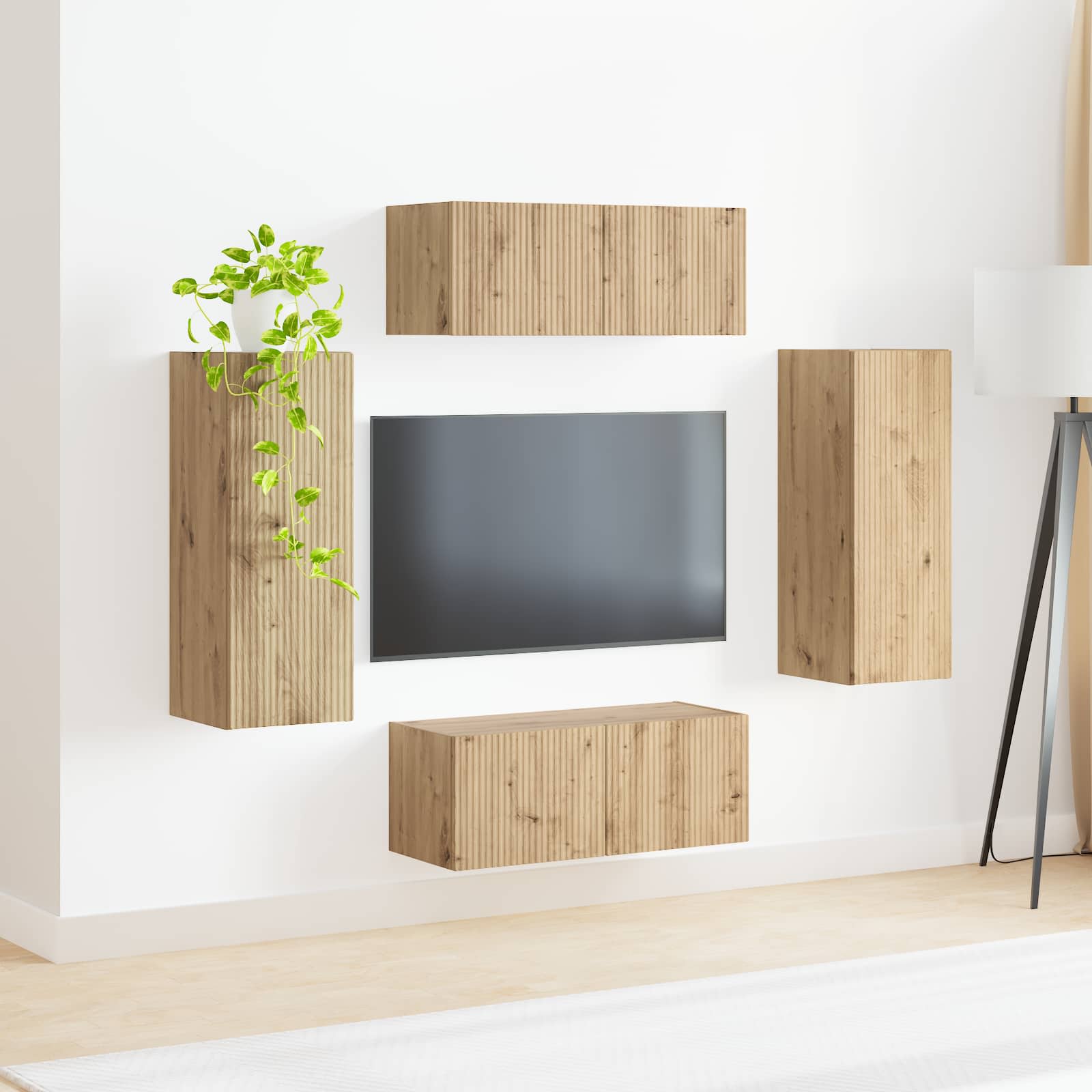 Set zidnog ormarića za TV Zidne 4 pcs Umjetnički hrast