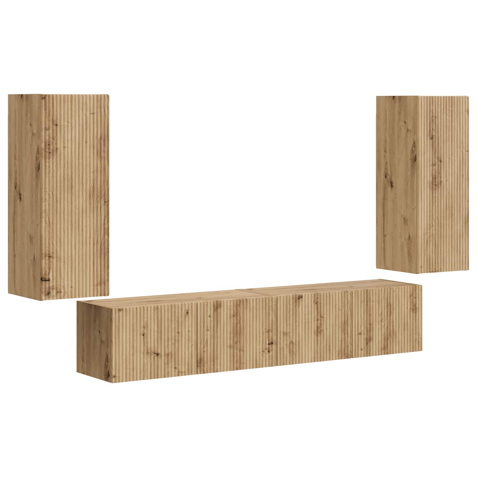 Set zidnog ormarića za TV Zidne 4 pcs Umjetnički hrast