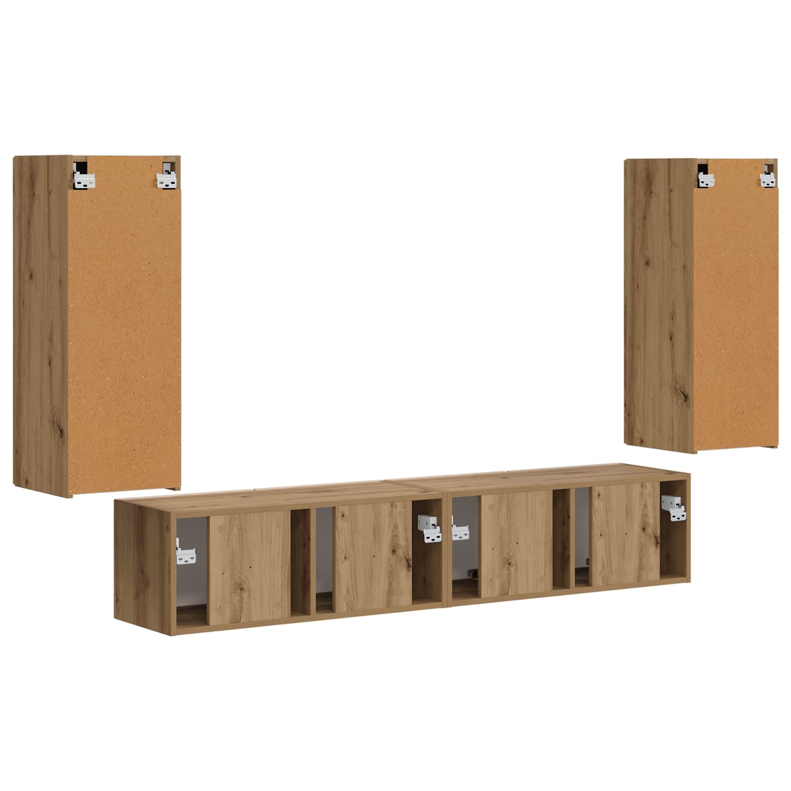 Set zidnog ormarića za TV Zidne 4 pcs Umjetnički hrast