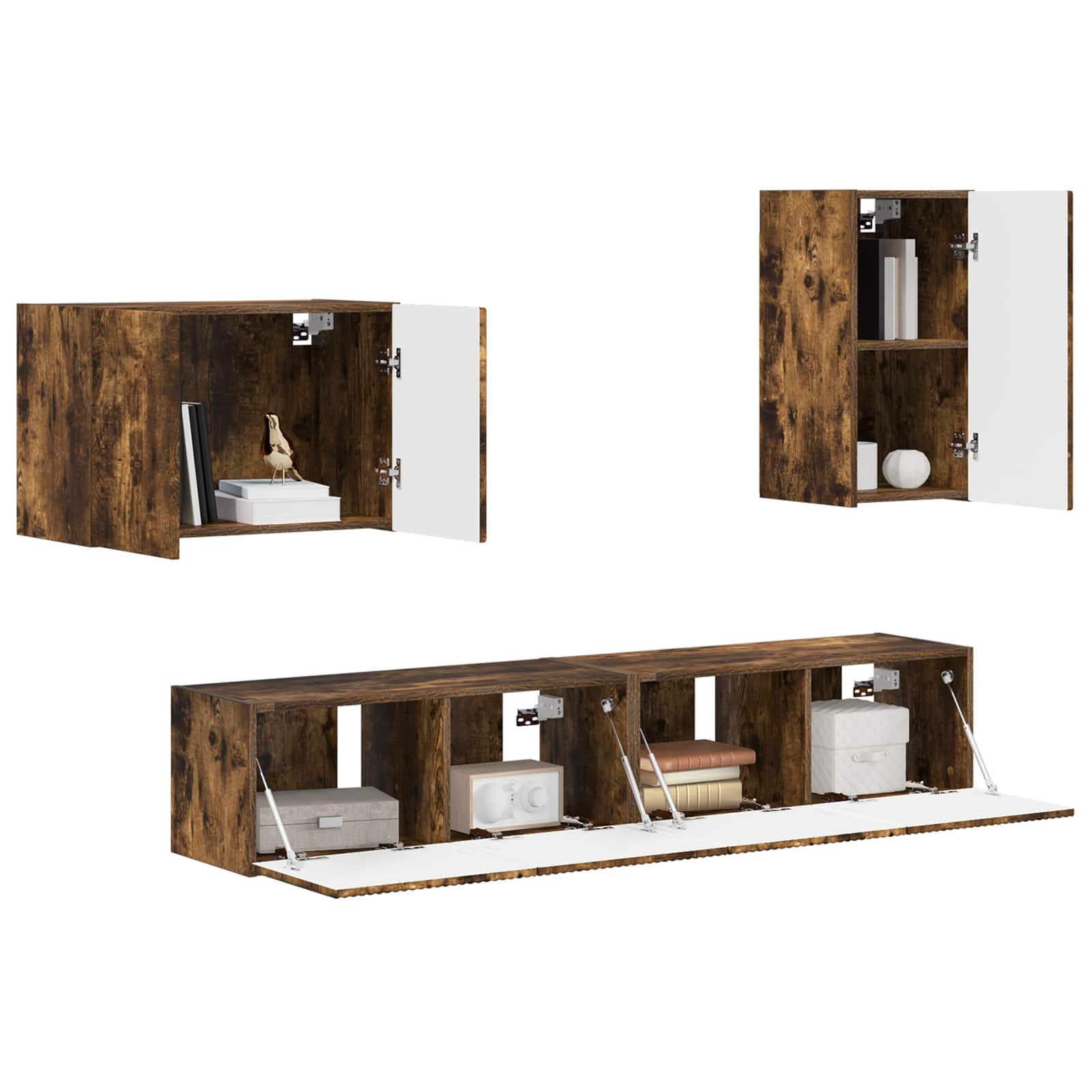 Set zidnog ormarića za TV Zidne 4 pcs Dimljeni hrast