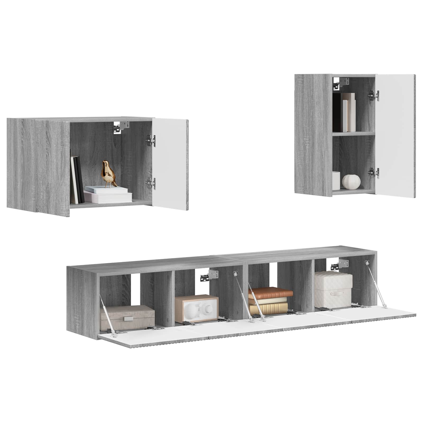 Set zidnog ormarića za TV 4 pcs Siva Sonoma Konstruirano drvo