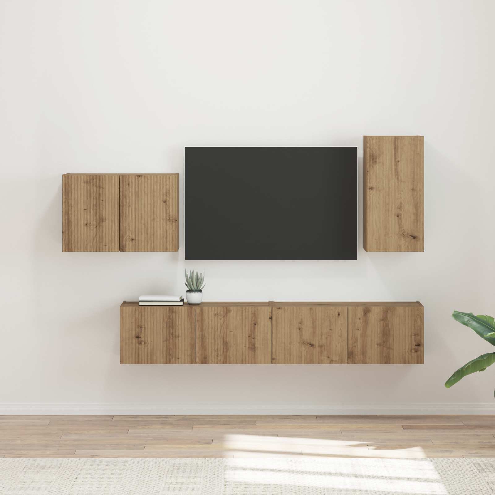 Set zidnog ormarića za TV Zidne 4 pcs Umjetnički hrast