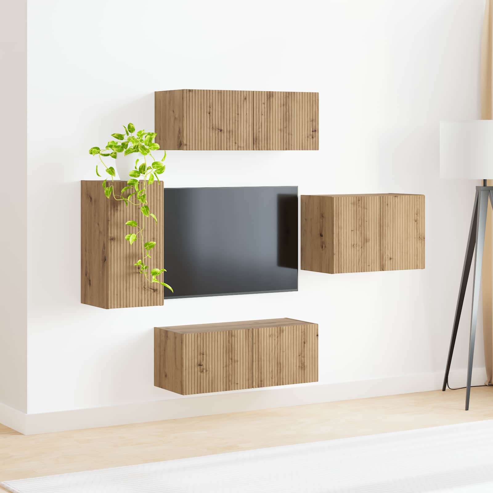 Set zidnog ormarića za TV Zidne 4 pcs Umjetnički hrast