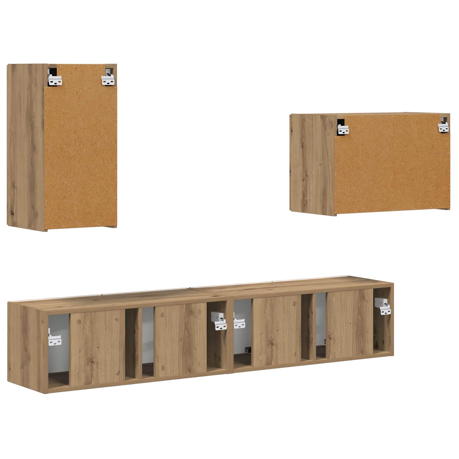 Set zidnog ormarića za TV Zidne 4 pcs Umjetnički hrast