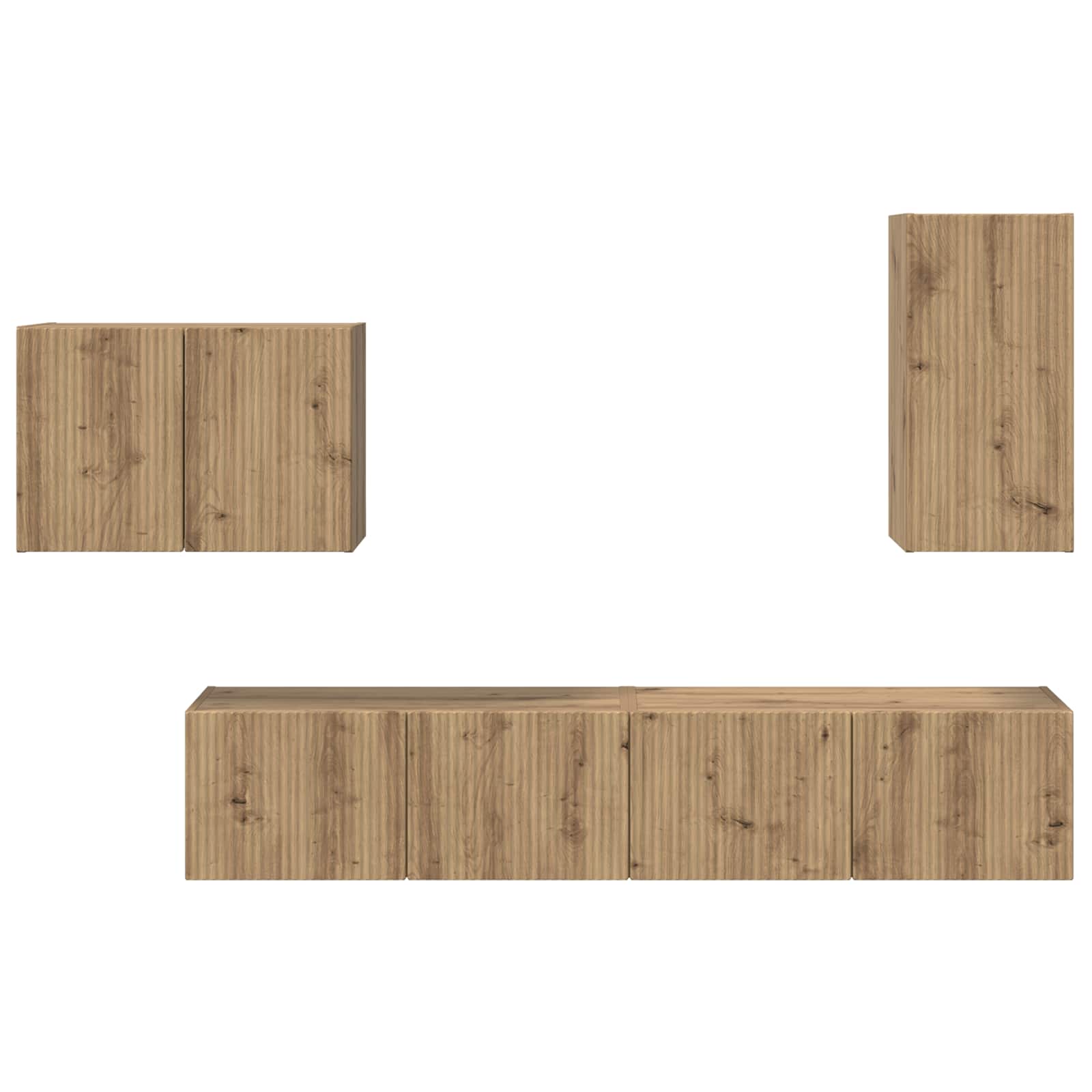 Set zidnog ormarića za TV Zidne 4 pcs Umjetnički hrast