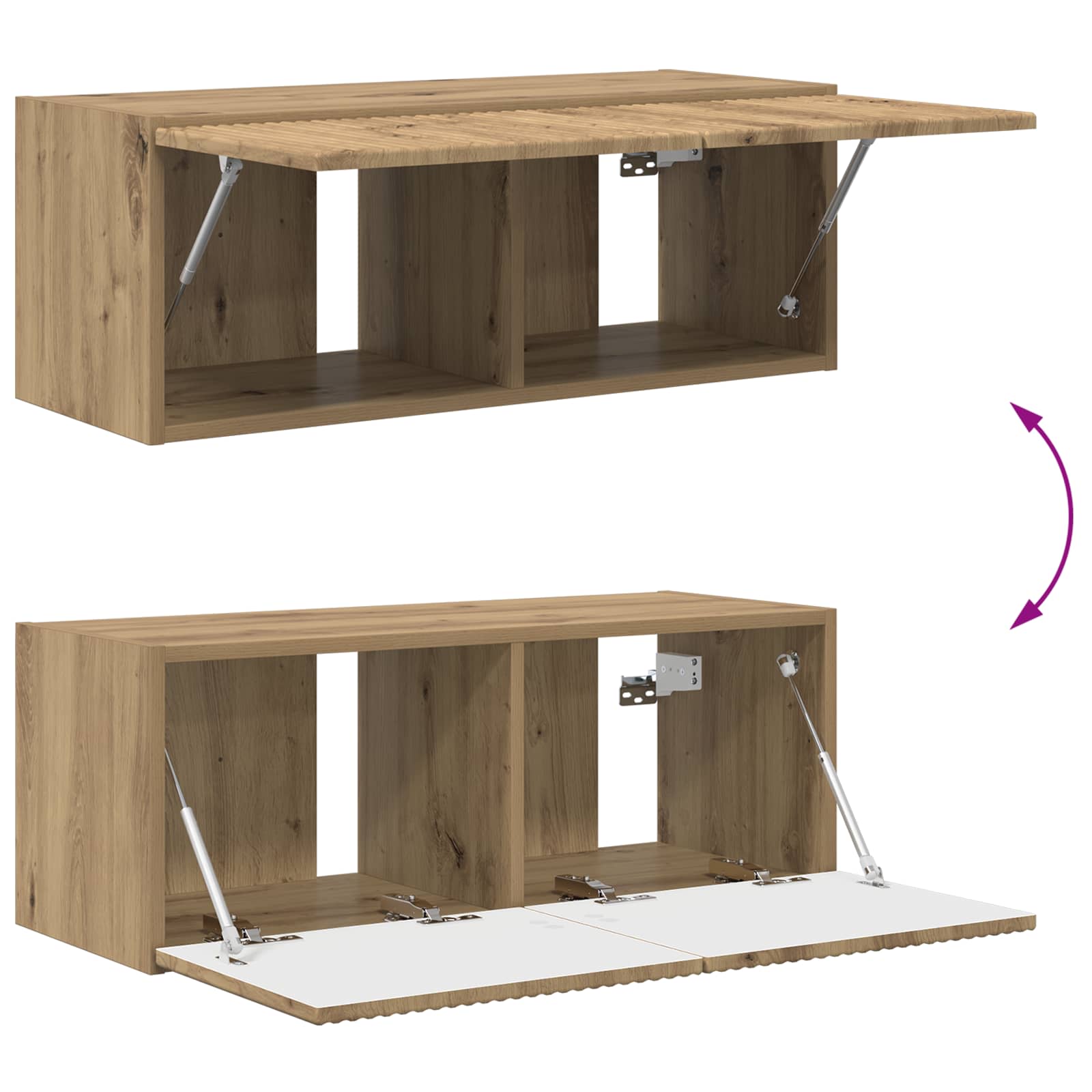 Set zidnog ormarića za TV Zidne 4 pcs Umjetnički hrast