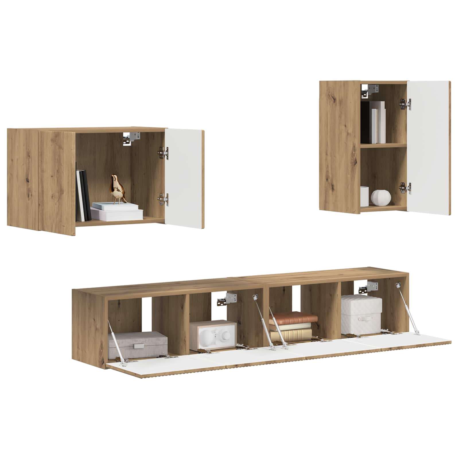 Set zidnog ormarića za TV Zidne 4 pcs Umjetnički hrast