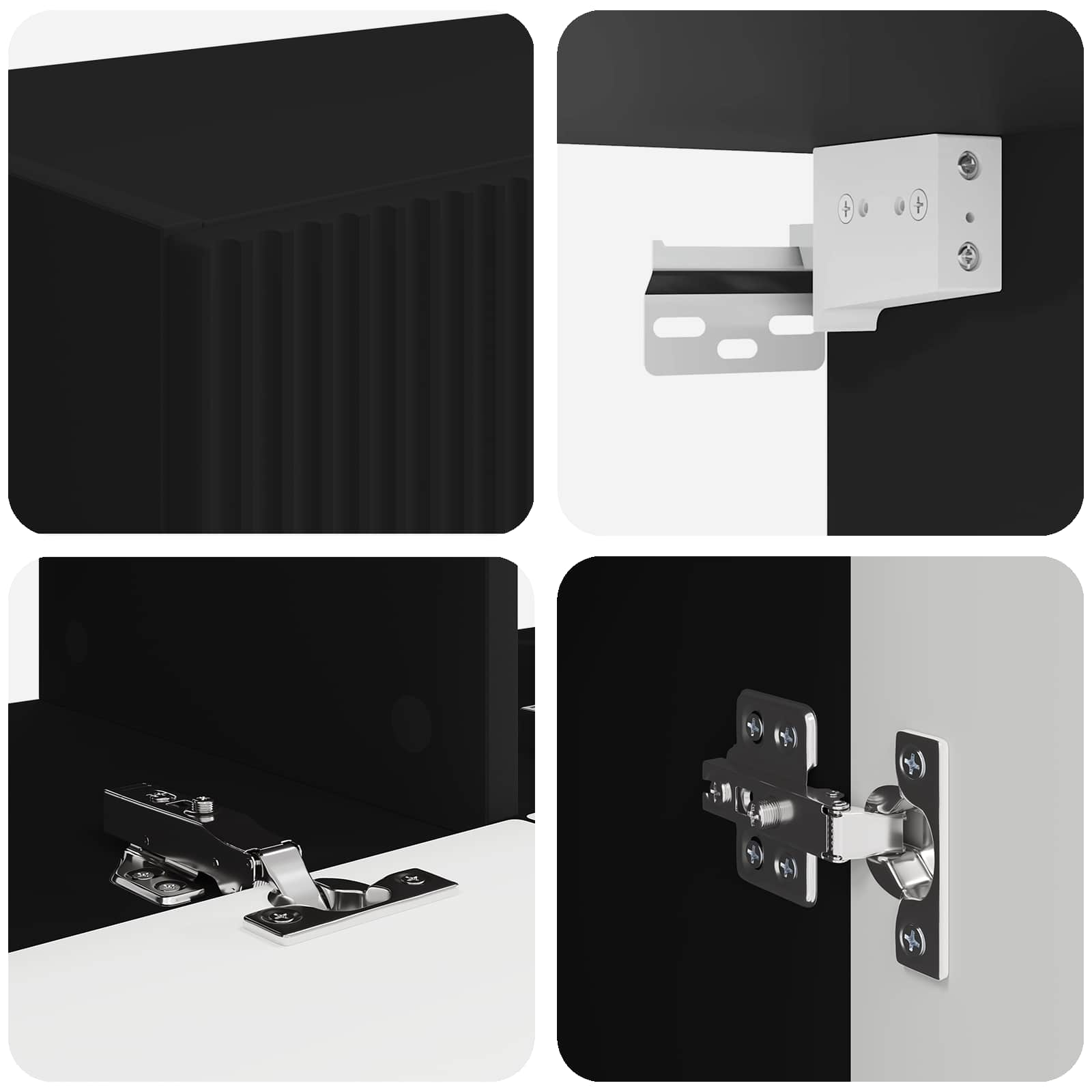 Set zidnog ormarića za TV Zidne 6 pcs Crna