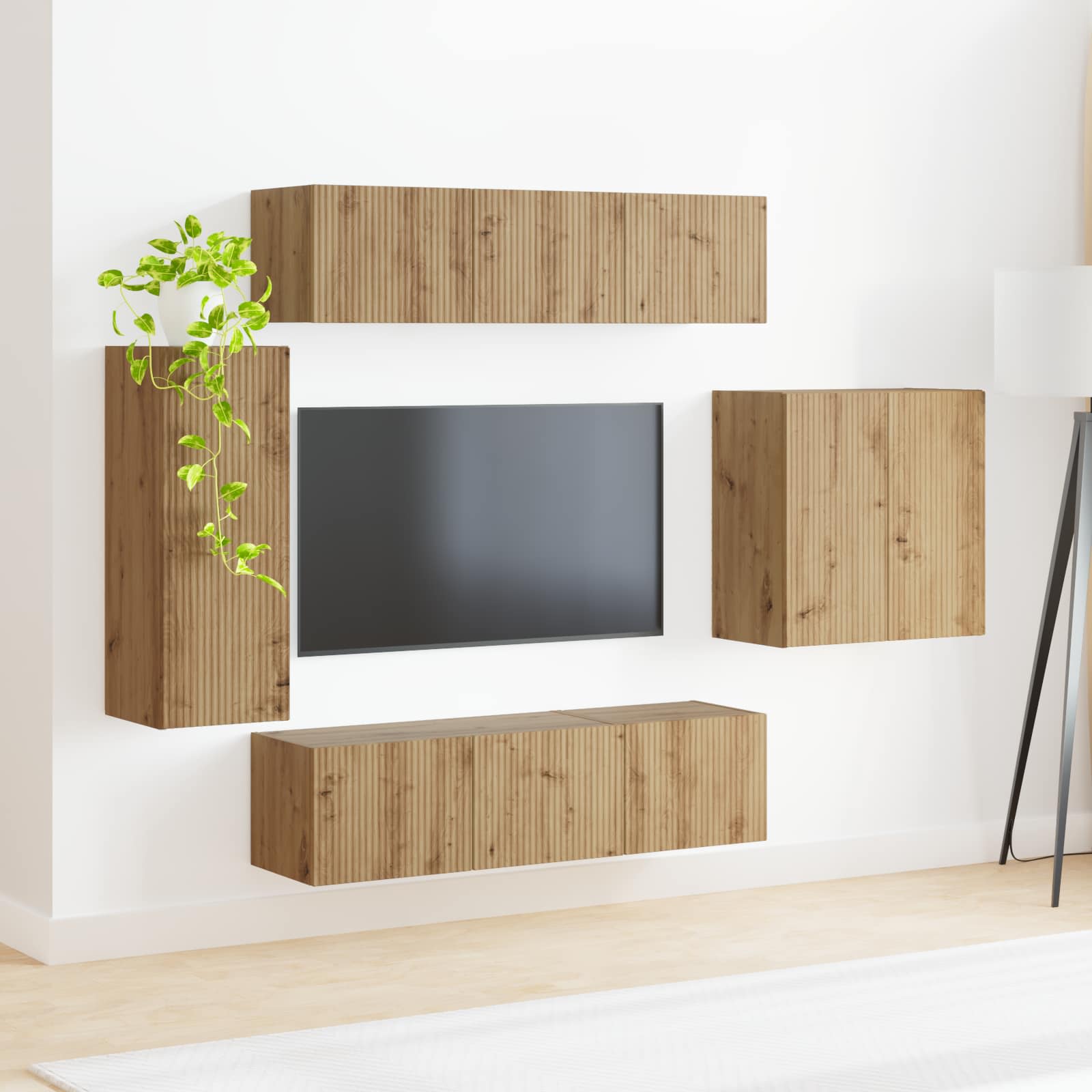 Set zidnog ormarića za TV Zidne 6 pcs Umjetnički hrast
