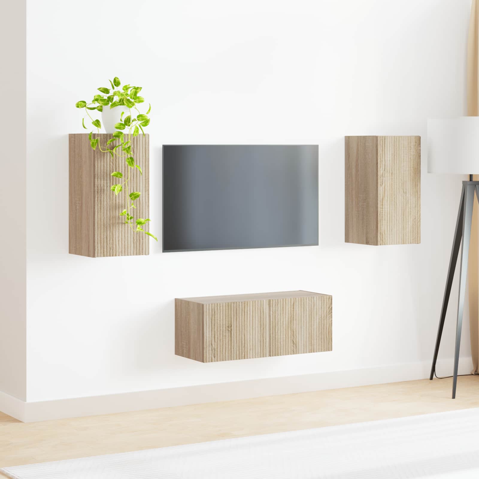 Set TV komoda Zidne 2 pcs Sonoma hrast Konstruirano drvo
