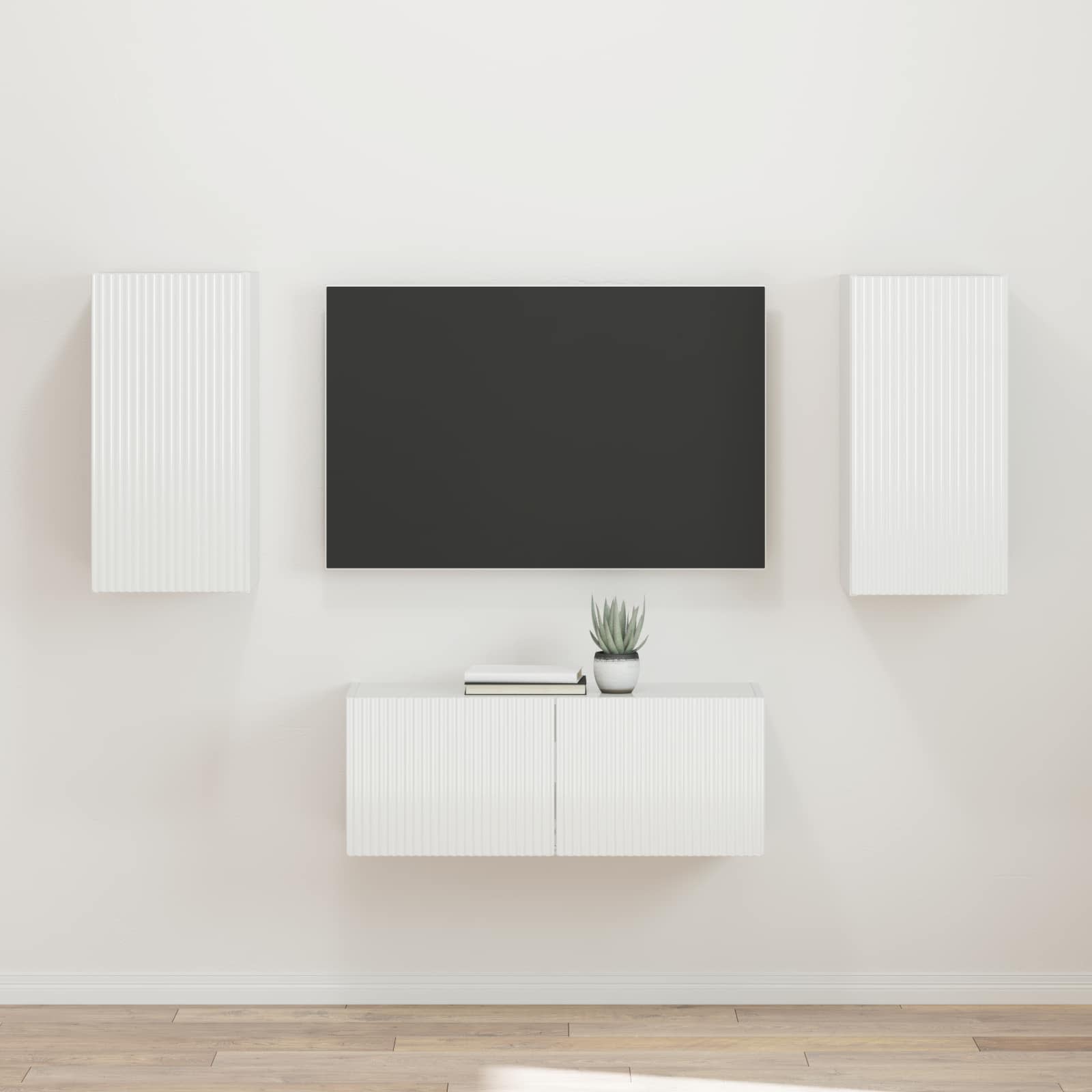 Set TV komoda Zidne 2 pcs Visoki sjaj bijela Konstruirano drvo