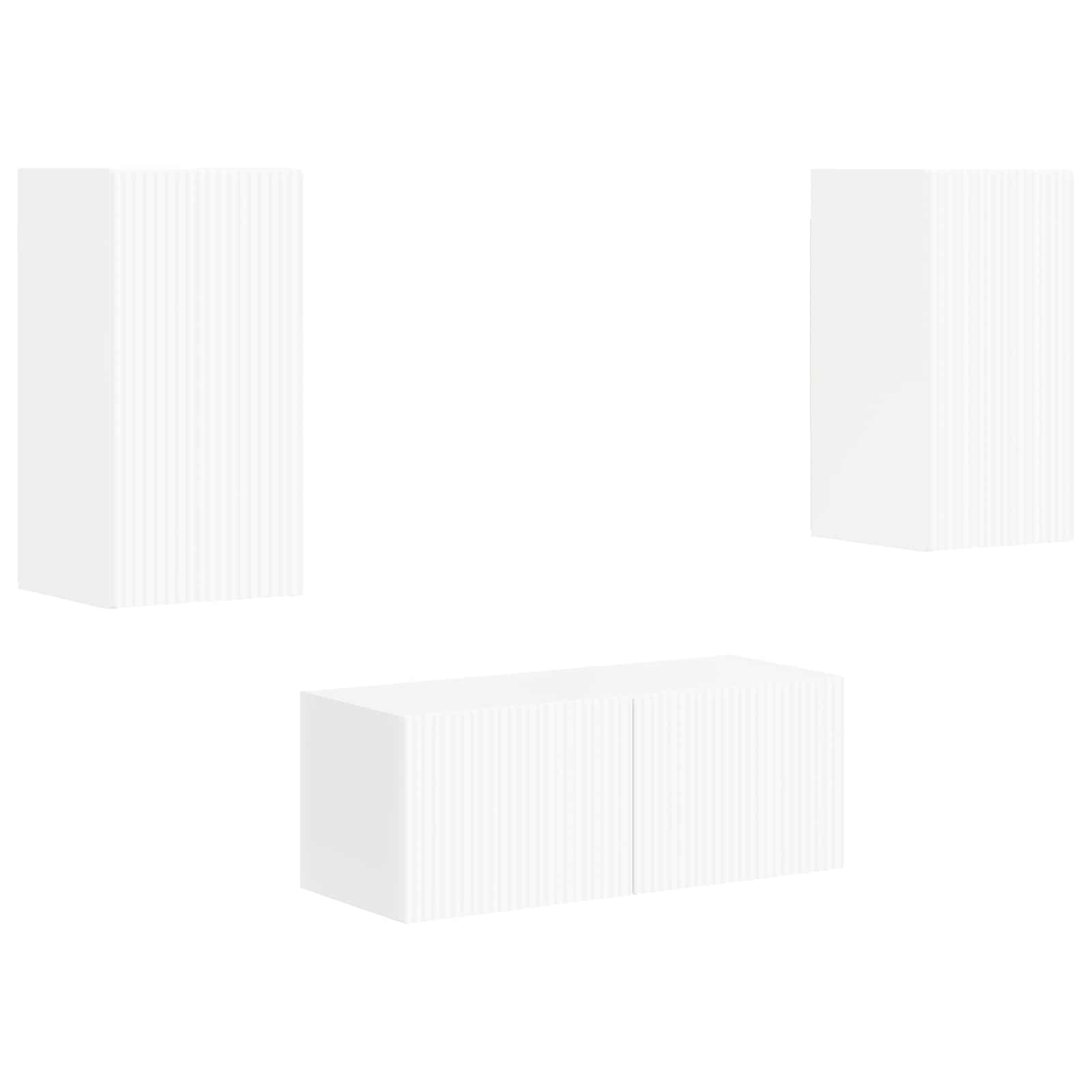 Set TV komoda Zidne 2 pcs Visoki sjaj bijela Konstruirano drvo
